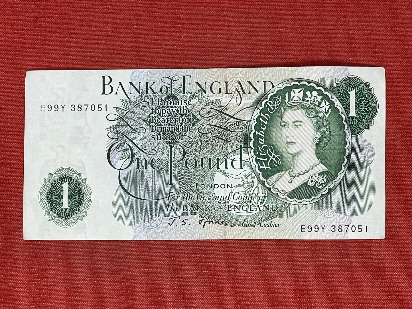 Bank of England £1 Banknote Signed J Page 1970 - 1980 ( Dugg B320 )