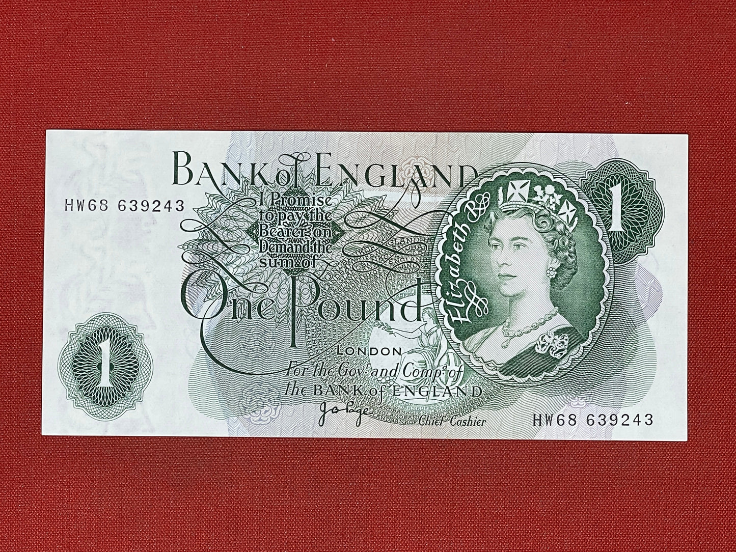 Bank of England £1 Banknote Signed J Page 1970 - 1980 ( Dugg 322 )