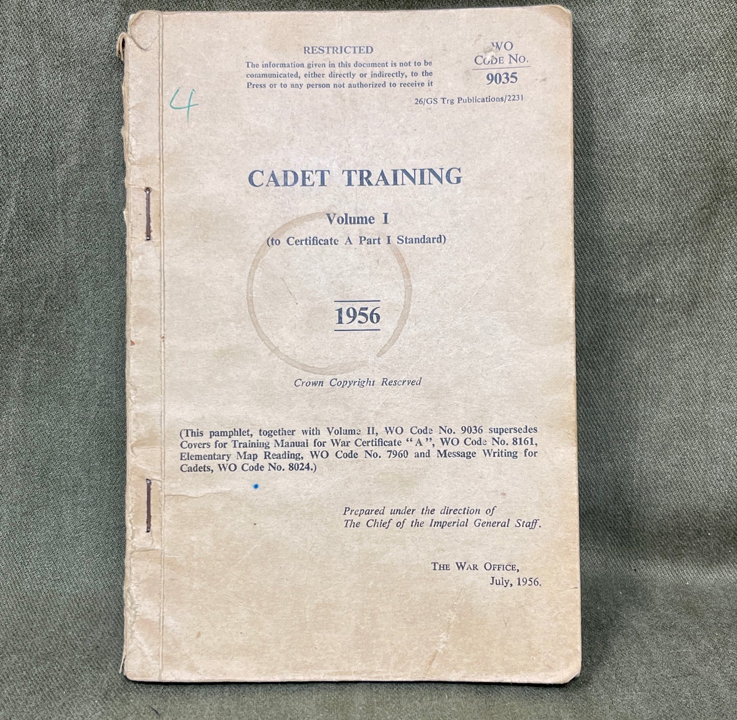 Cadet Training Volume 1 (1956) – Original War Office Pamphlet | British Army Cadet Manual