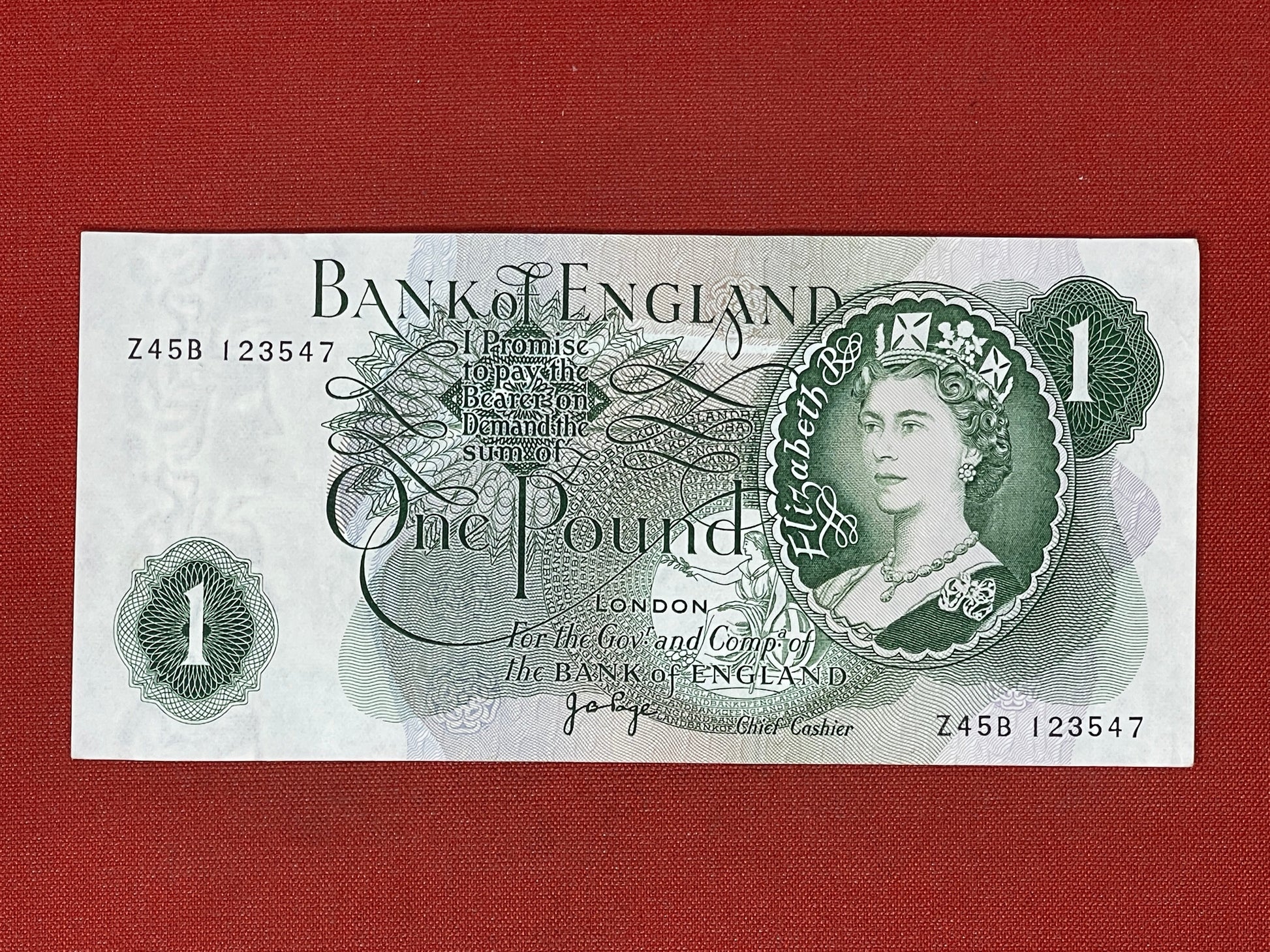 Bank of England £1 Banknote Signed J Page 1970 - 1980 ( Dugg 322 )