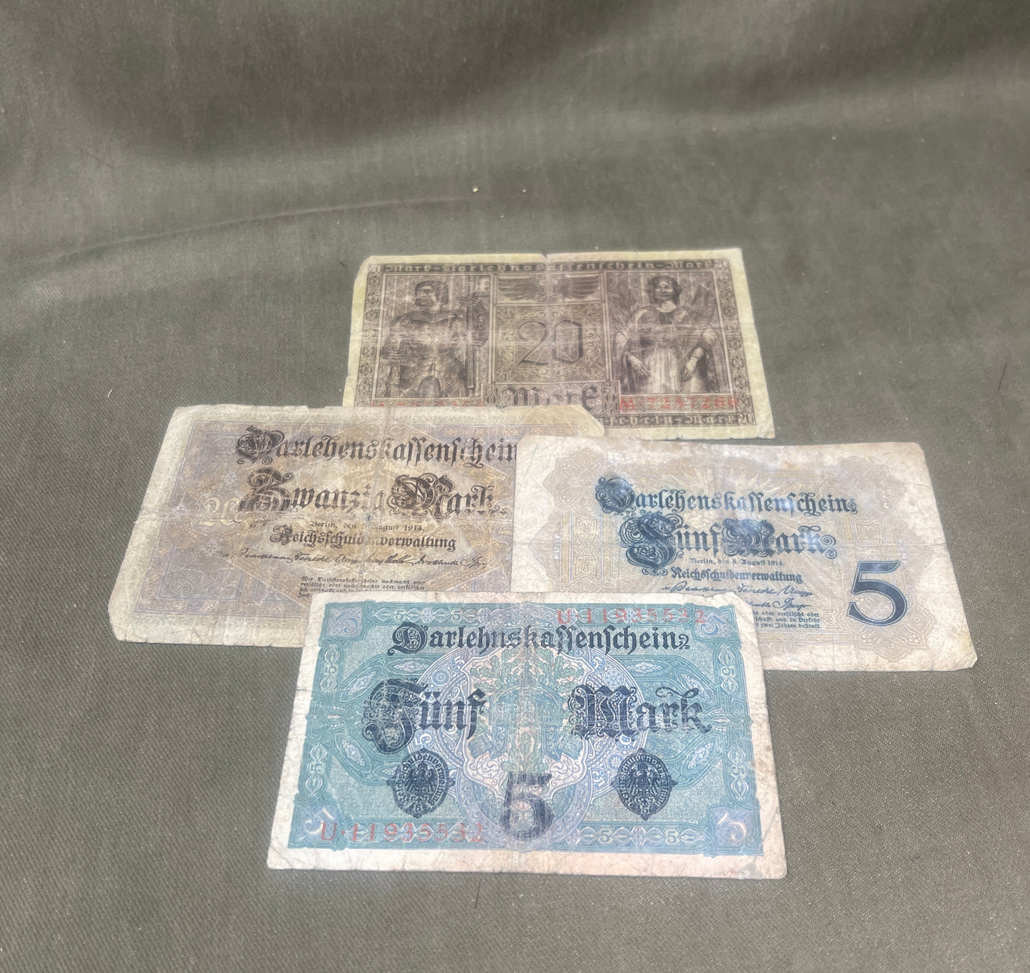 Selection of WW1 German Reichsbanknotes – Various Denominations