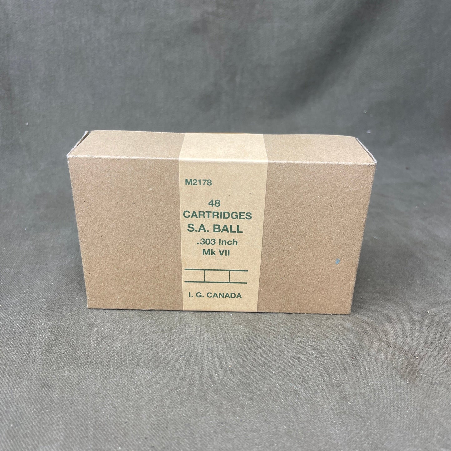 48 Round Box of Inert/ Display – .303 Lee Enfield Rounds Canadian Packaging ( Rounds not included )