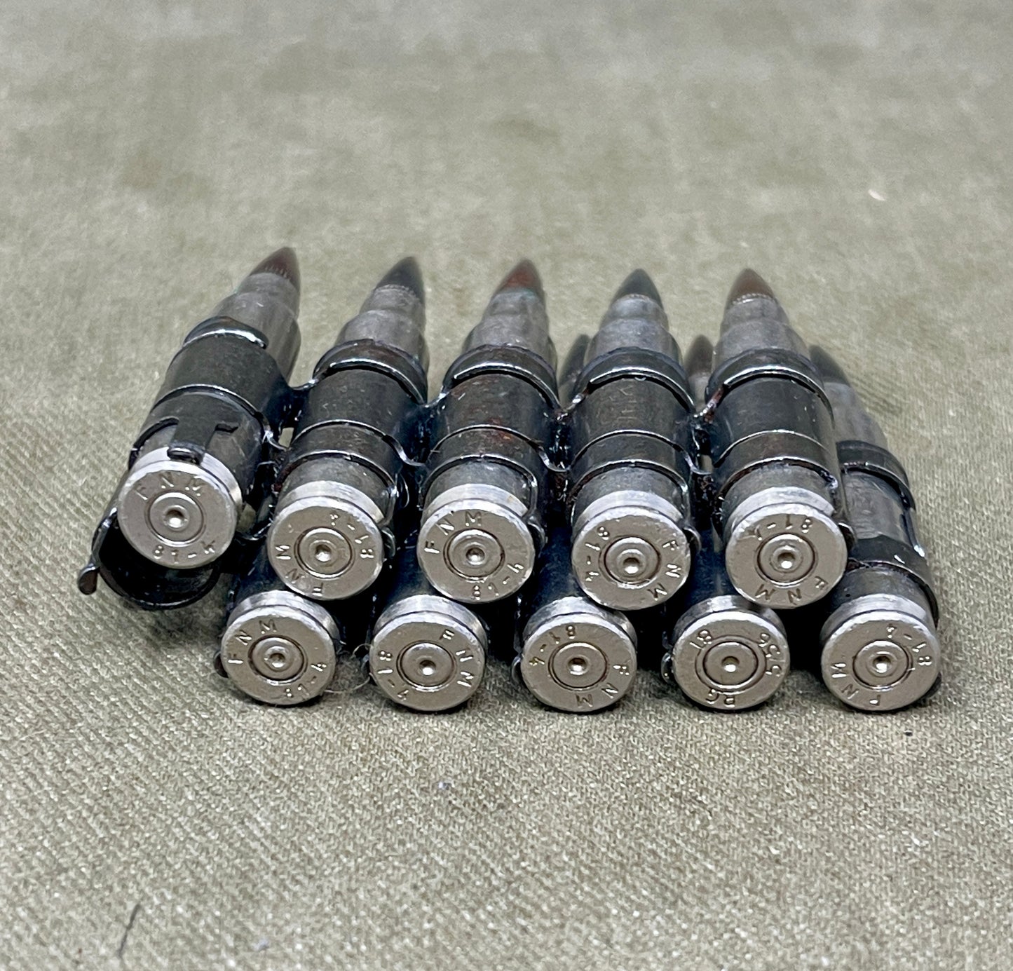 M249 LMG 5.56mm Nickel‑Plated INERT Belt of 10 | Display Ammunition