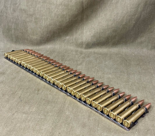 30 × Inert .303 British Rounds Fitted to 30‑Round Hotchkiss Magazine Strip