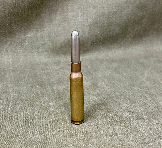 Inert 6.5 M-Sch DWM Cartridge – “K K 477” Headstamp, Nickel-Tip Sporting Round