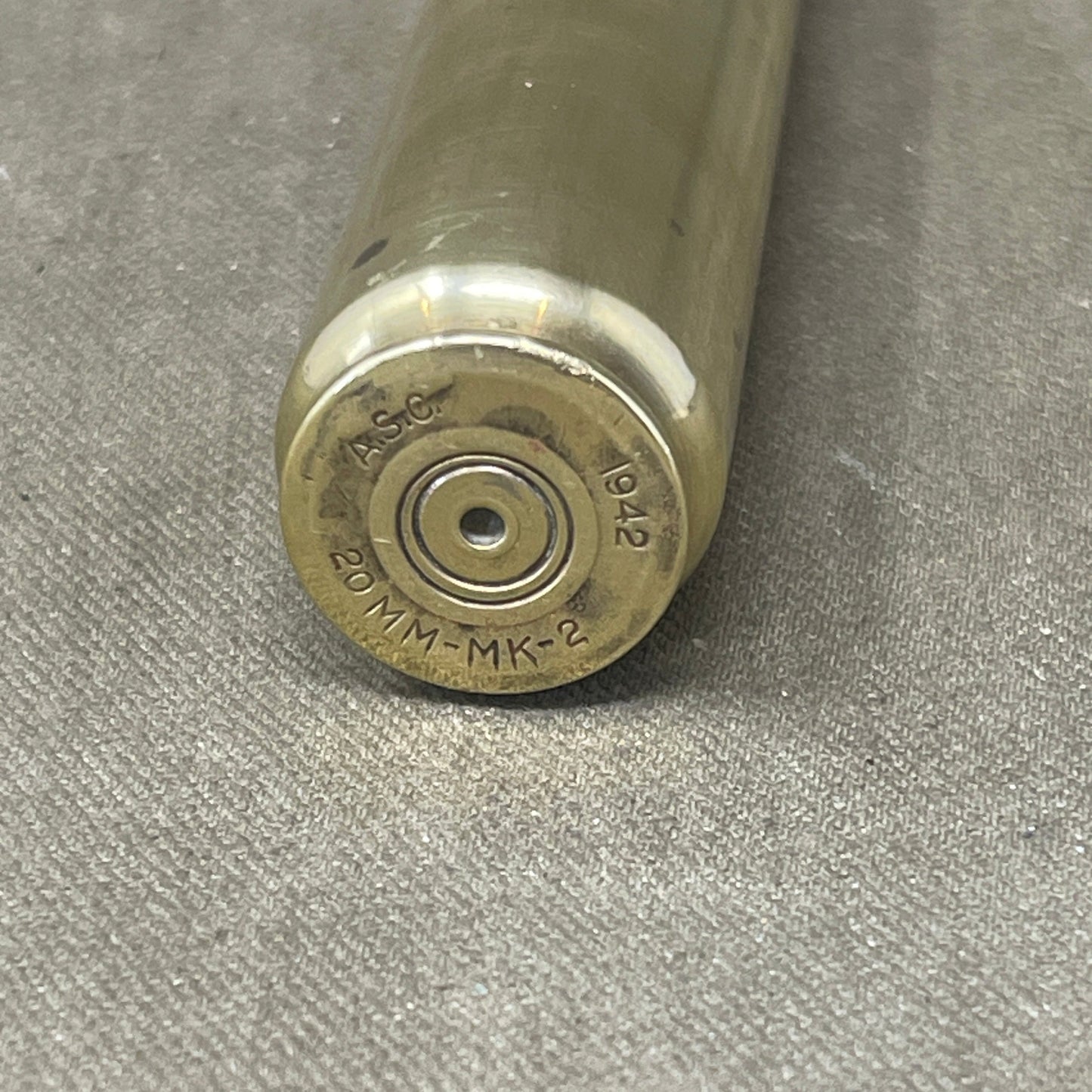 WW2 1942 British  Dated 20mm Oerikon Ammunition Shell Casing 