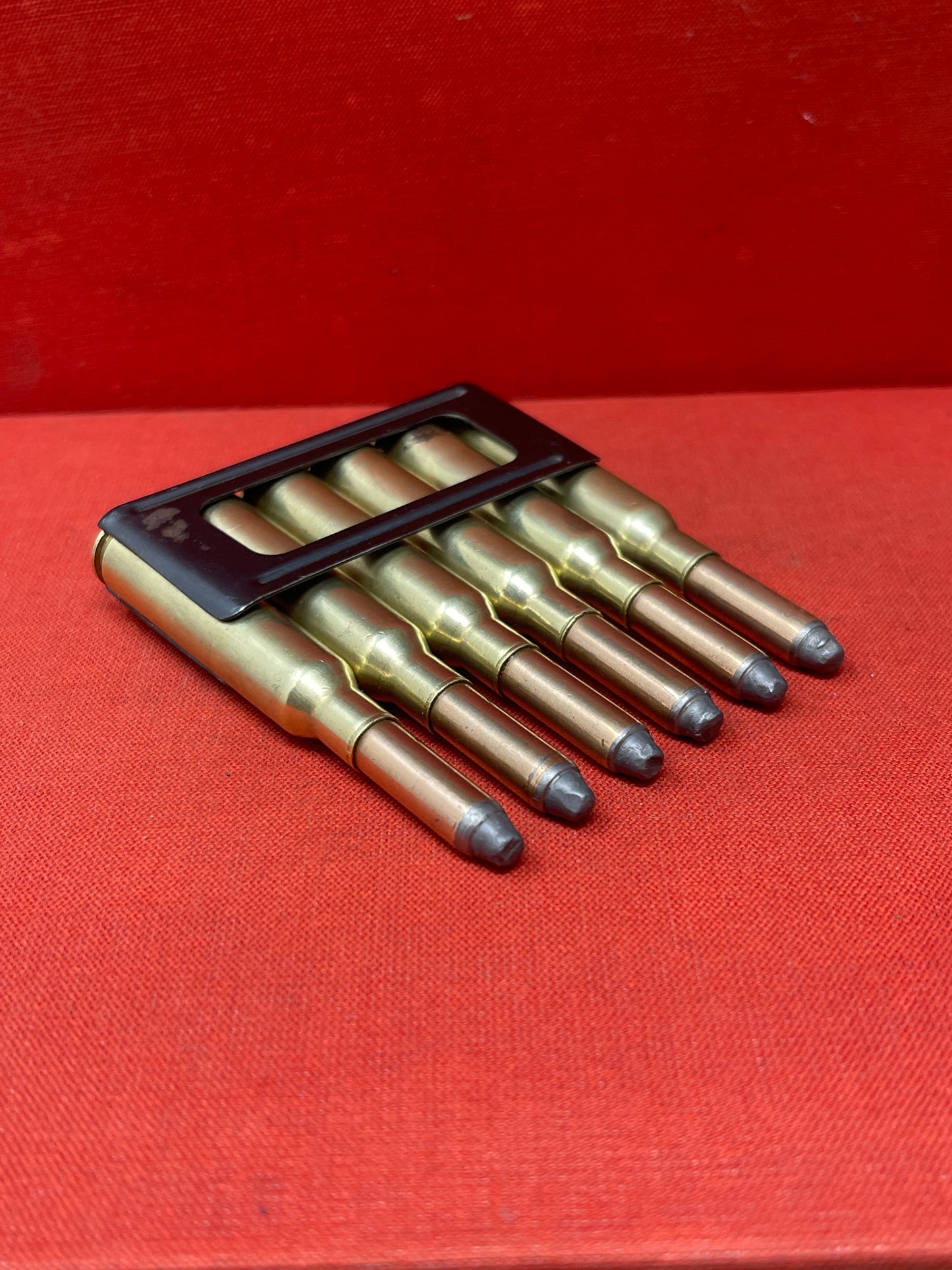 Original WWII 6 x 6.5mm Carcano Rounds in Clip (Inert)