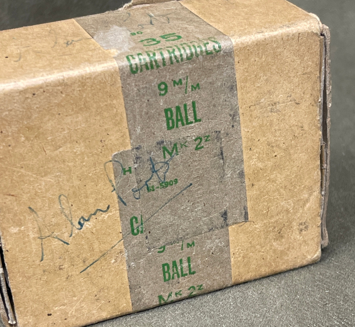 Original British Military Box of 35 INERT 9mm Mk2Z Rounds – RG Radway Green • 1957