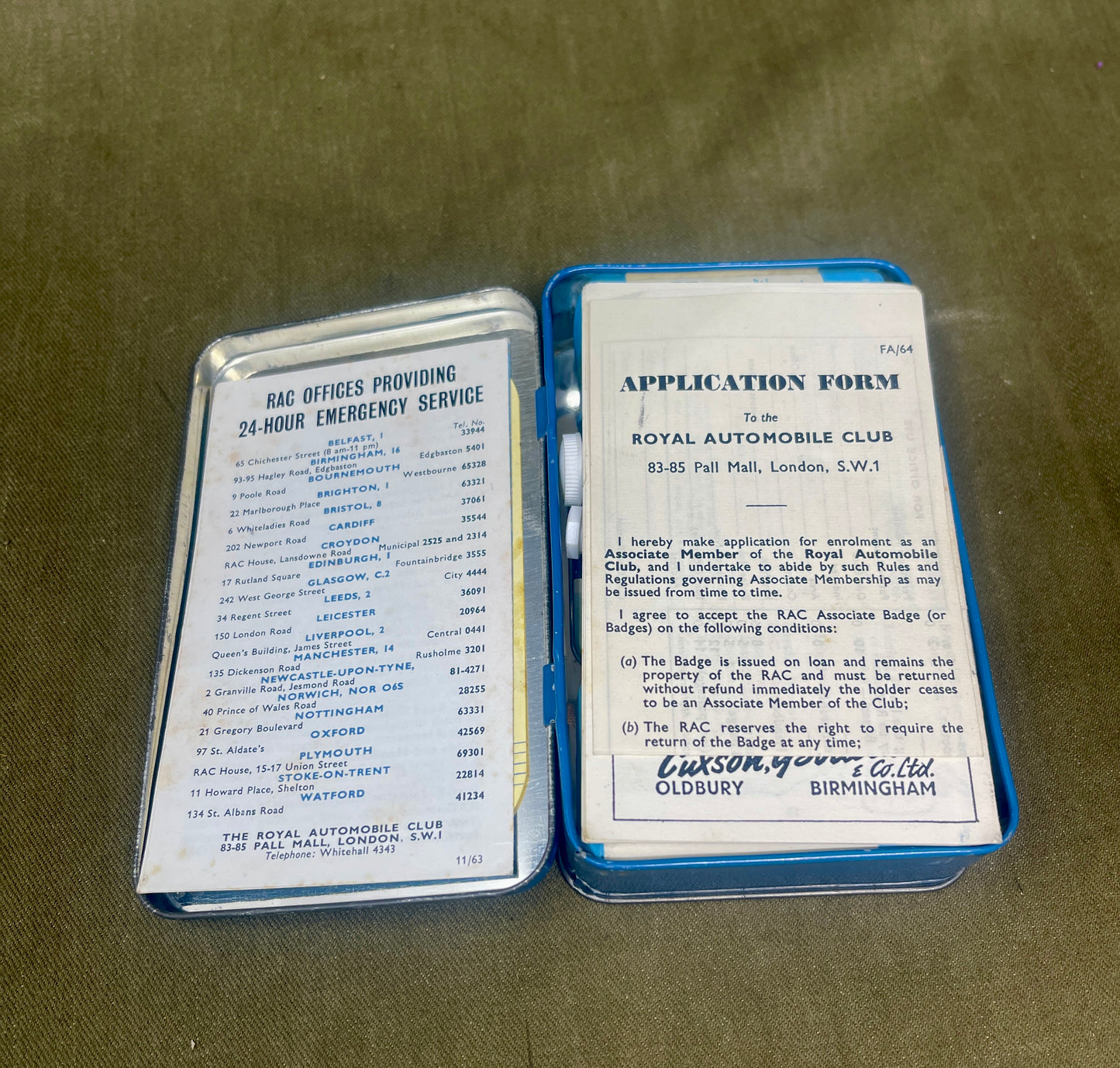 Original Vintage RAC Motorists First Aid Kit – Complete