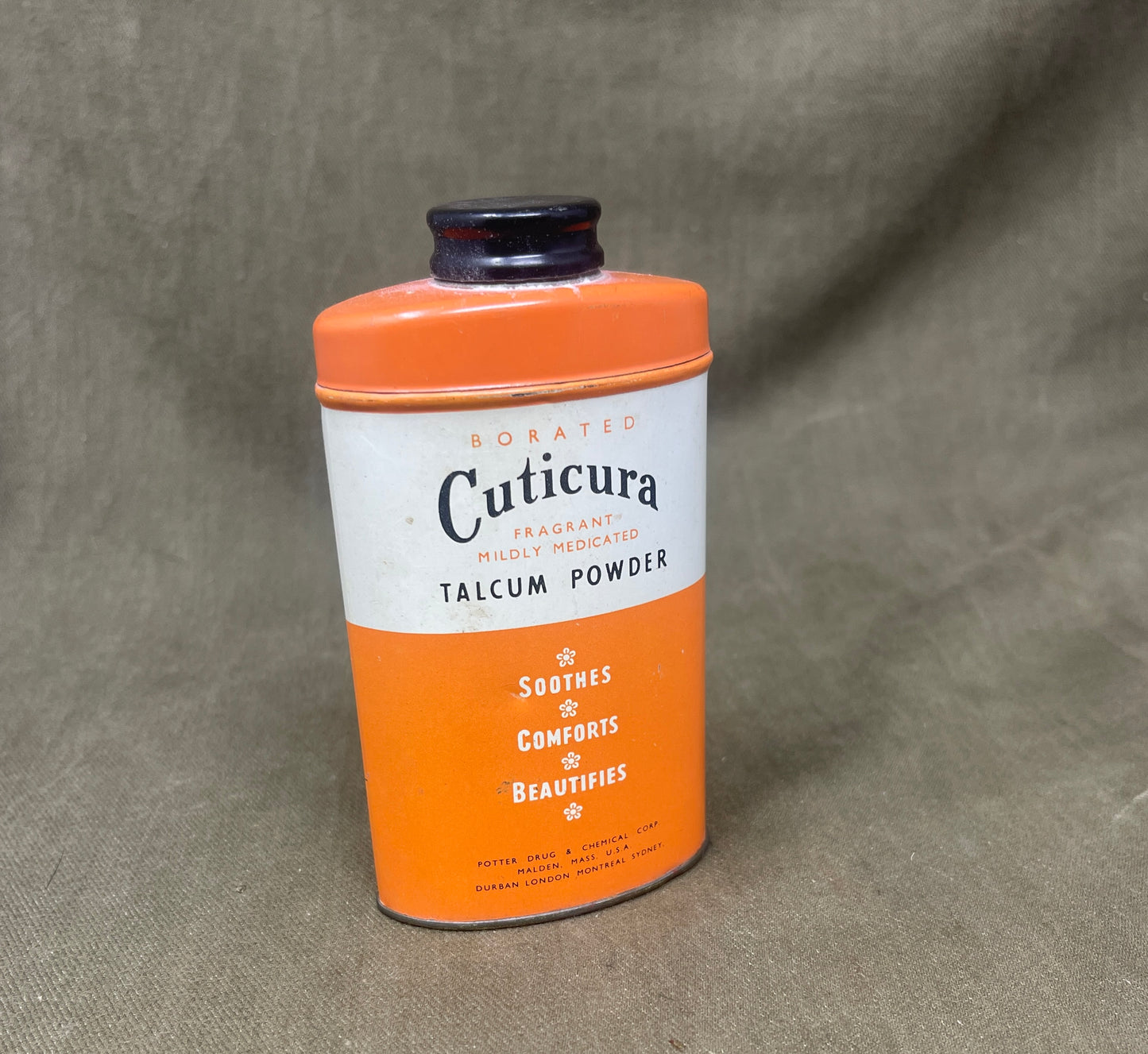 Full Tin of  Vintage Borated Cuticura Talcum Powder