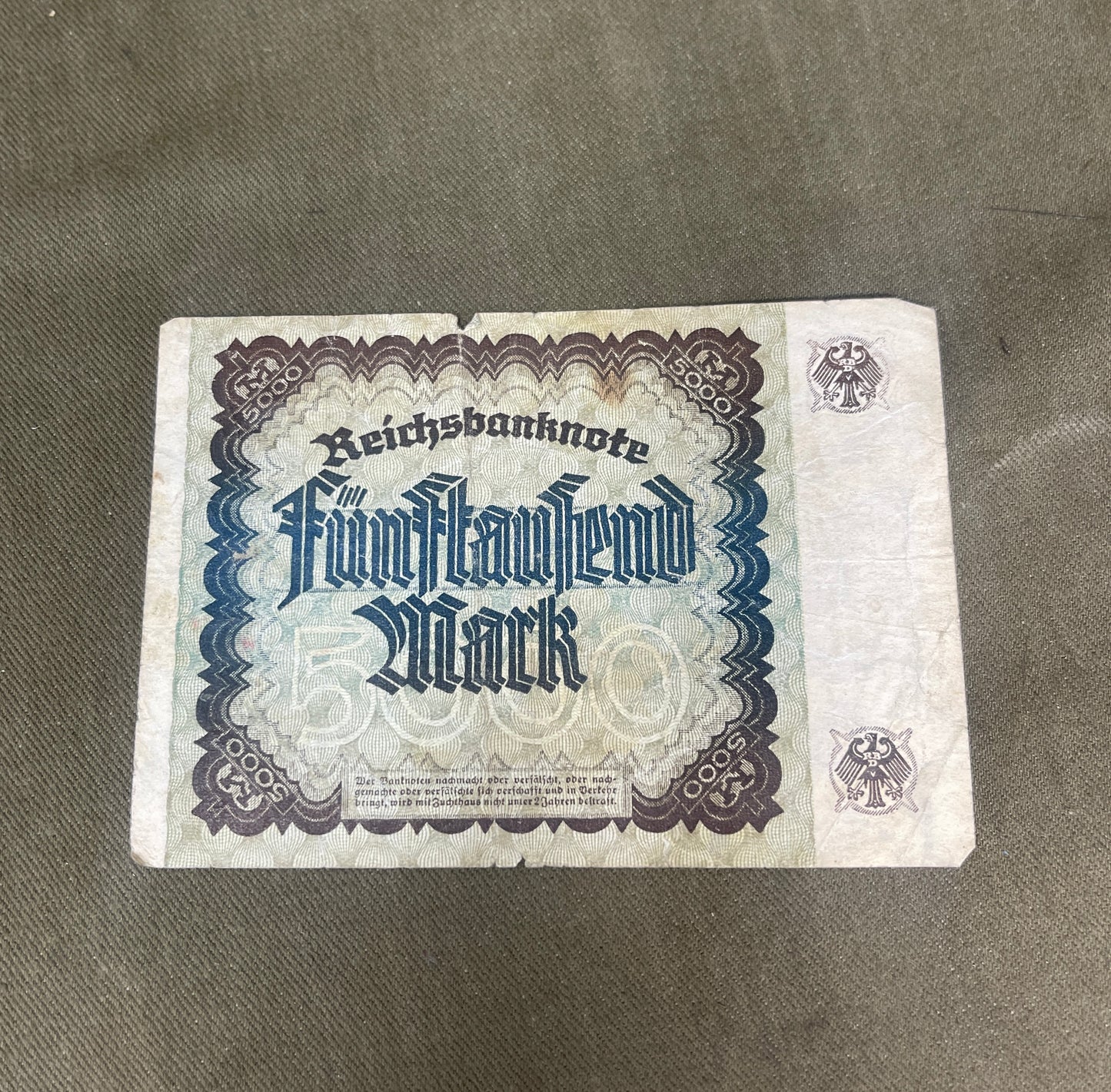 Germany 5000 Mark 1922 Reichsbanknote – Weimar Republic Historic Banknote