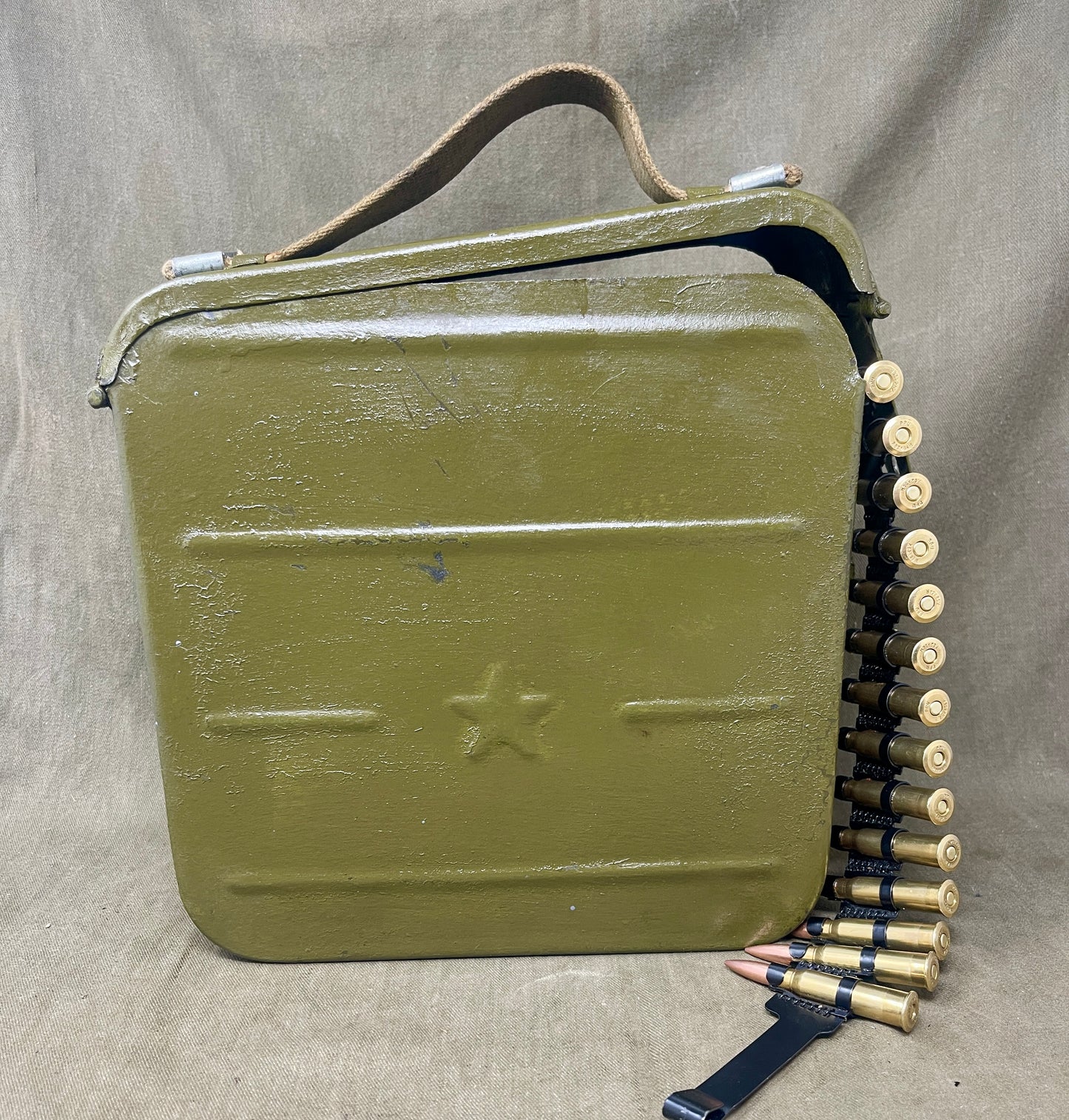 Original Russian Maxim Ammunition box . With 50 x INERT 7.62x54 Round