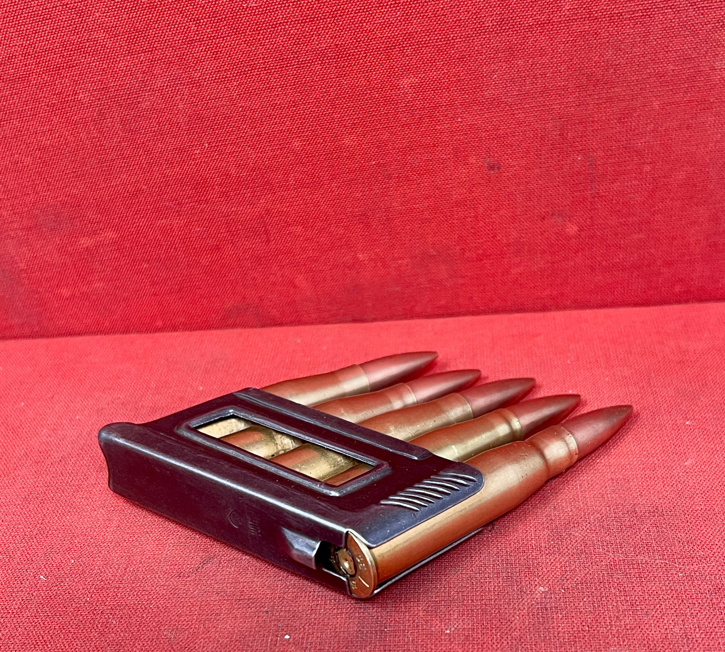 Austrian M30 Steyr Mannlicher 8x56R Charger “RM” with 5 Inert 1940 Rounds – Militaria