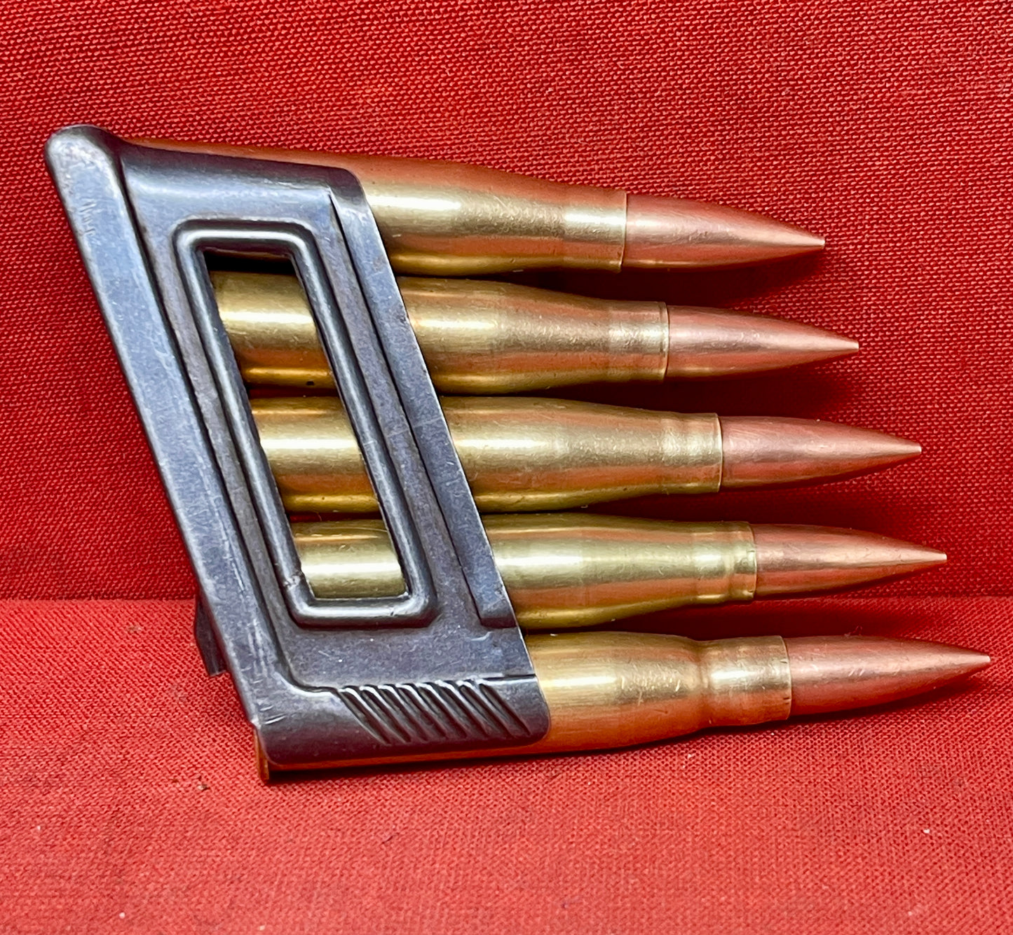 Austrian M30 Steyr Mannlicher 8x56R Charger “RM” with 5 Inert 1940 Rounds – Militaria