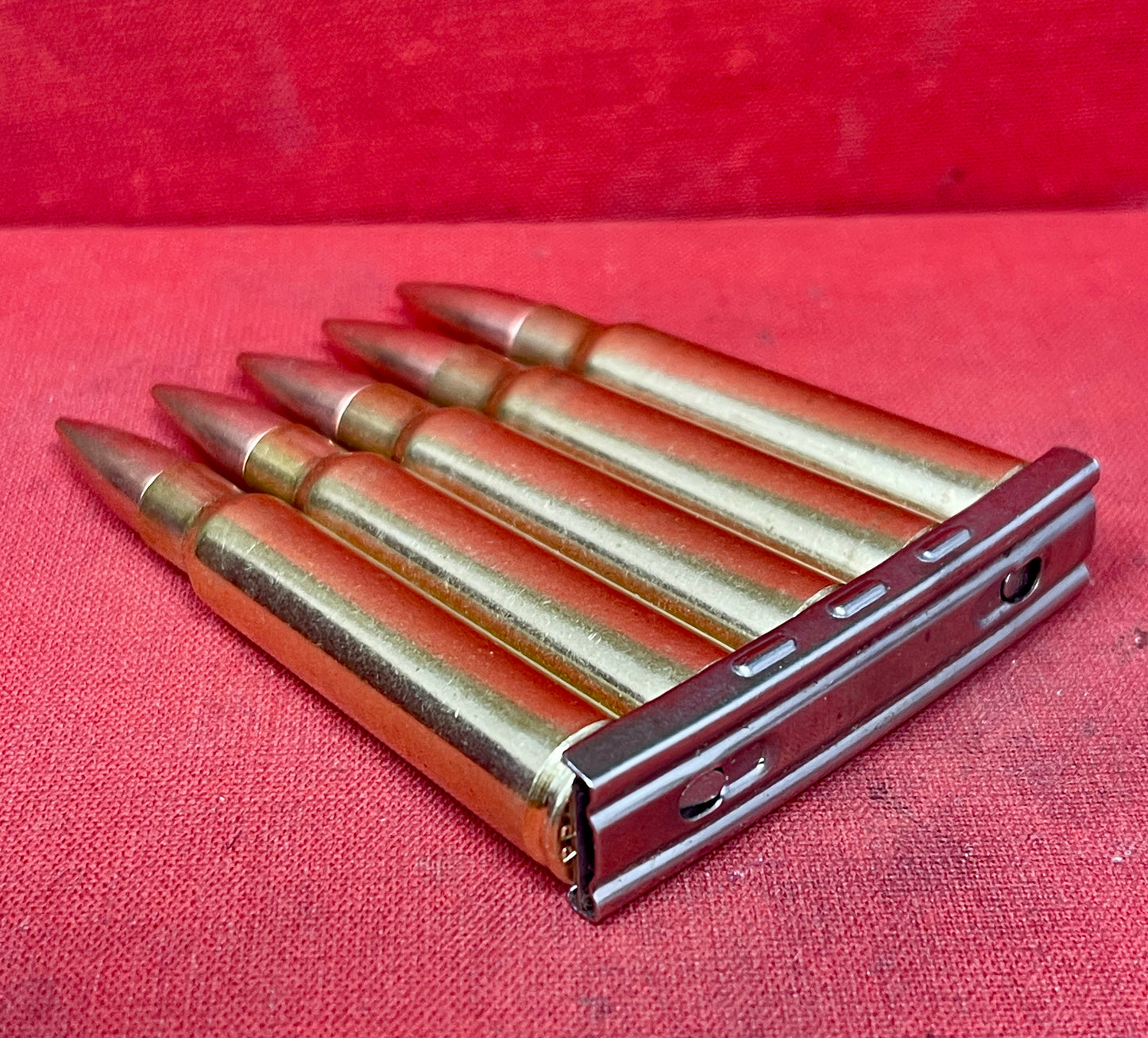 5 × INERT 7.92×57mm Rounds on Original Stripper Clip — Deactivated Display Set