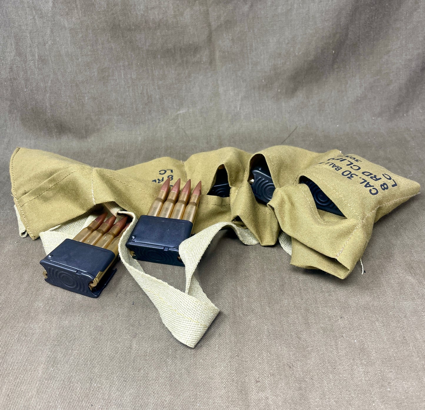 Reproduction Cal .30 Ball M2 Bandolier with Inert .30-06 Rounds (6 × 8-Round Clips)