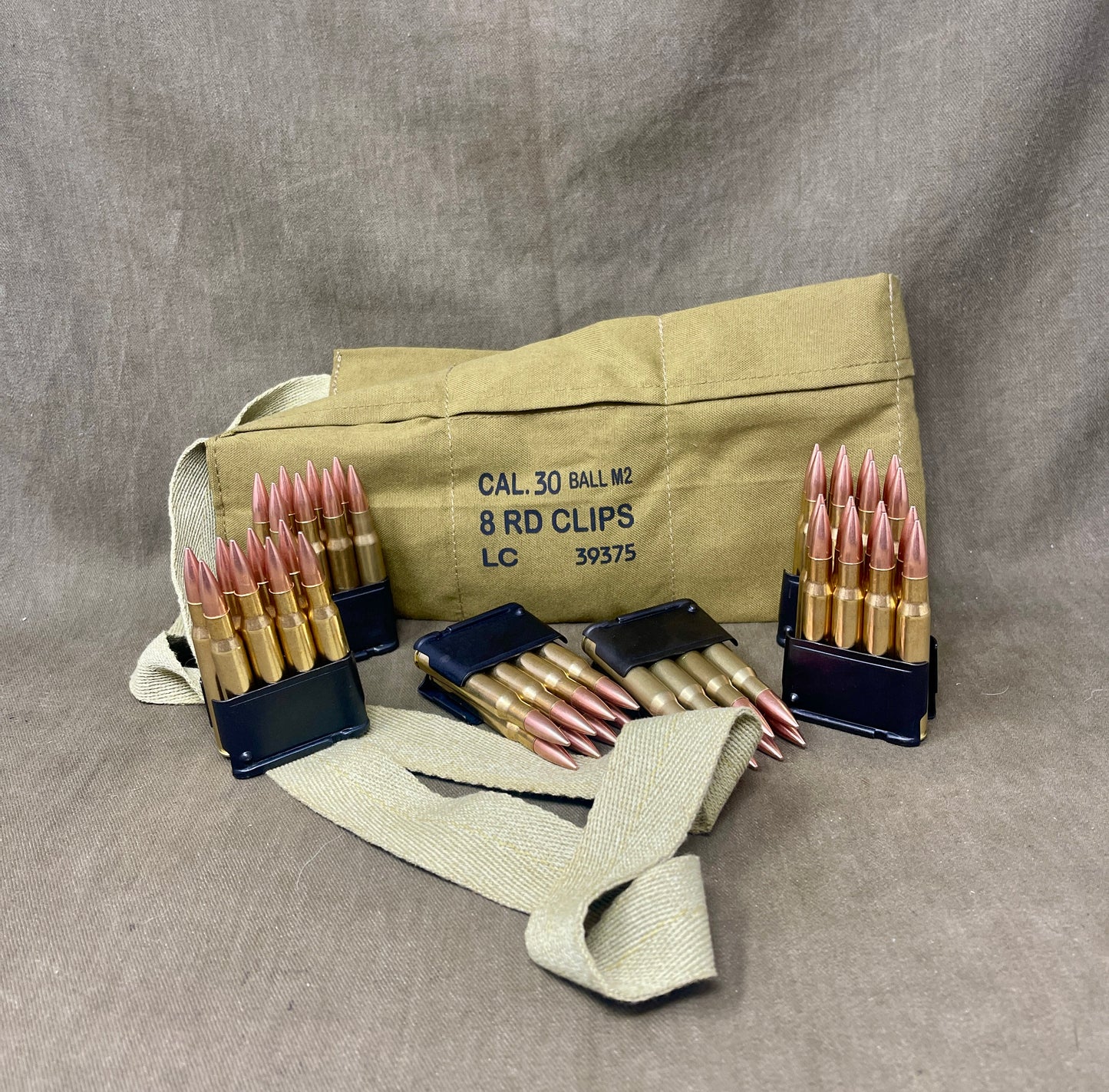 Reproduction Cal .30 Ball M2 Bandolier with Inert .30-06 Rounds (6 × 8-Round Clips)