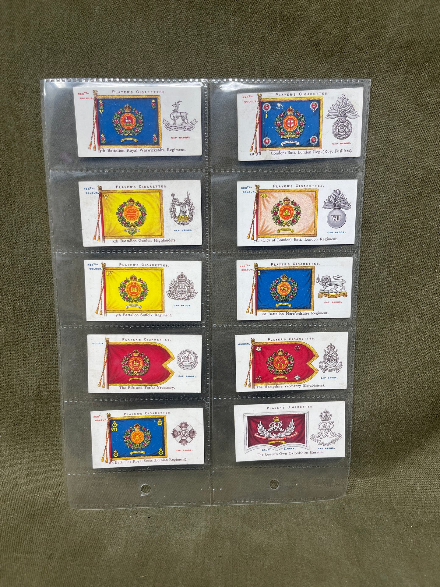 John Player & Sons Regimental Military Flags Cigarette Cards