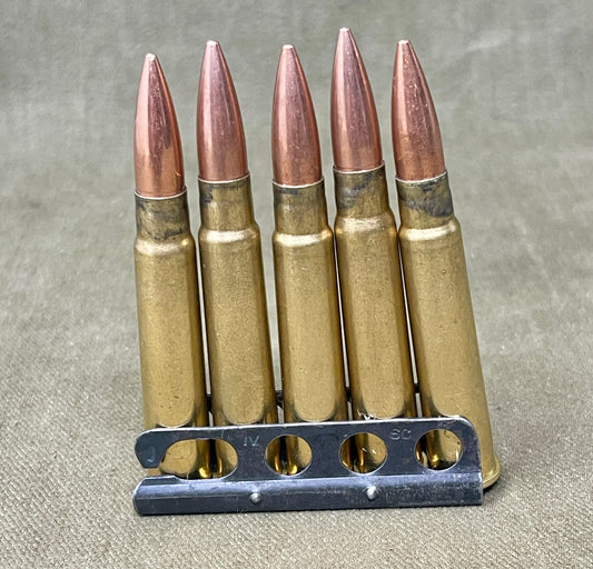 5 X Inert/ Display – .303 Lee Enfield Rounds In Charger Loading Clip ( INERT Primers )