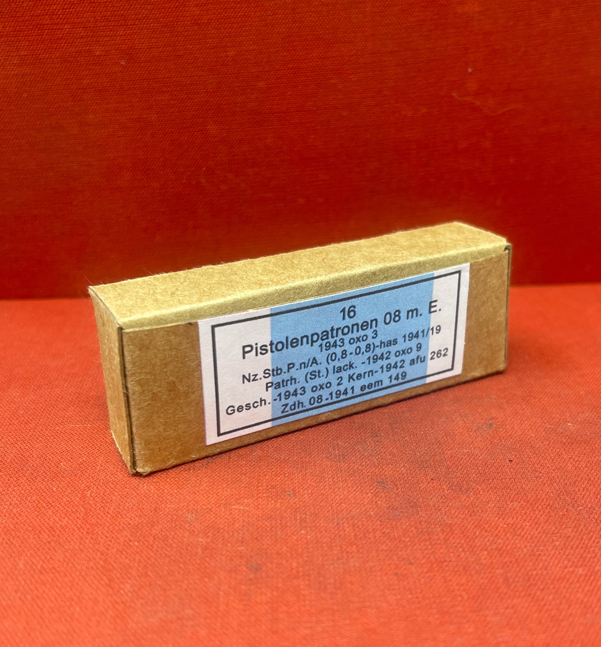 16 x INERT 9mm Luger Pistolenpatronen 08m E 1942 reproduction box