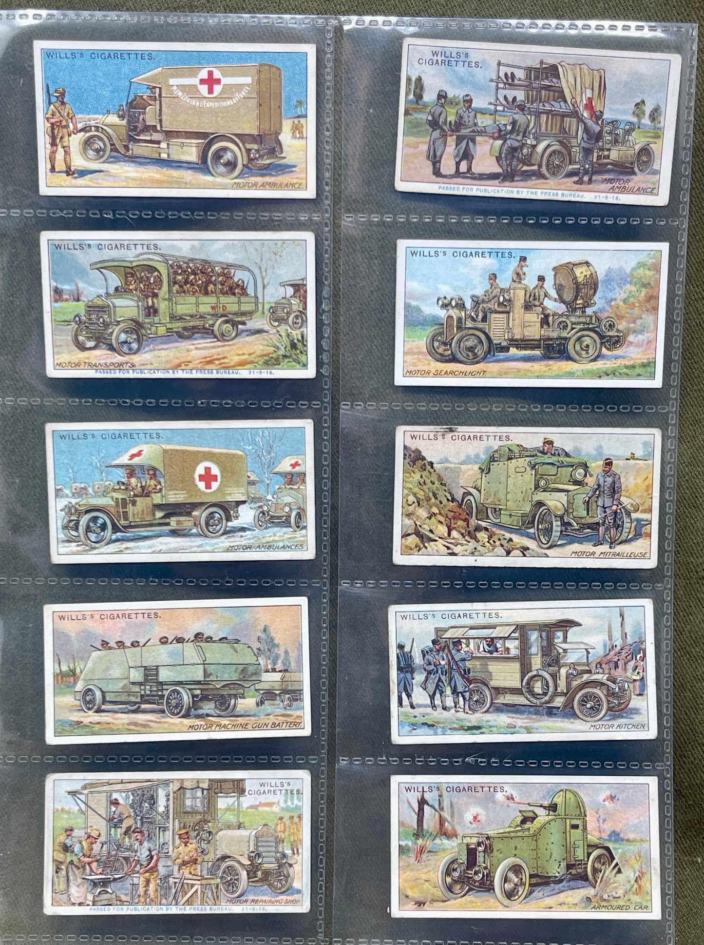 WD & HO Wills Military Vehicles 1917 Cigarette Cards