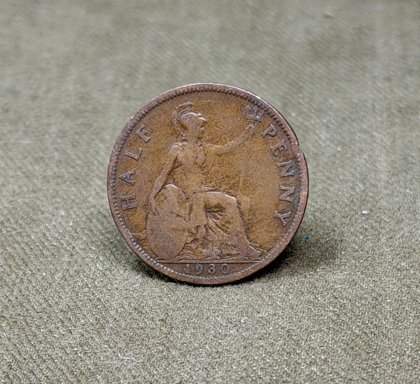 1930 King George V One Penny Coin – British Bronze Penny