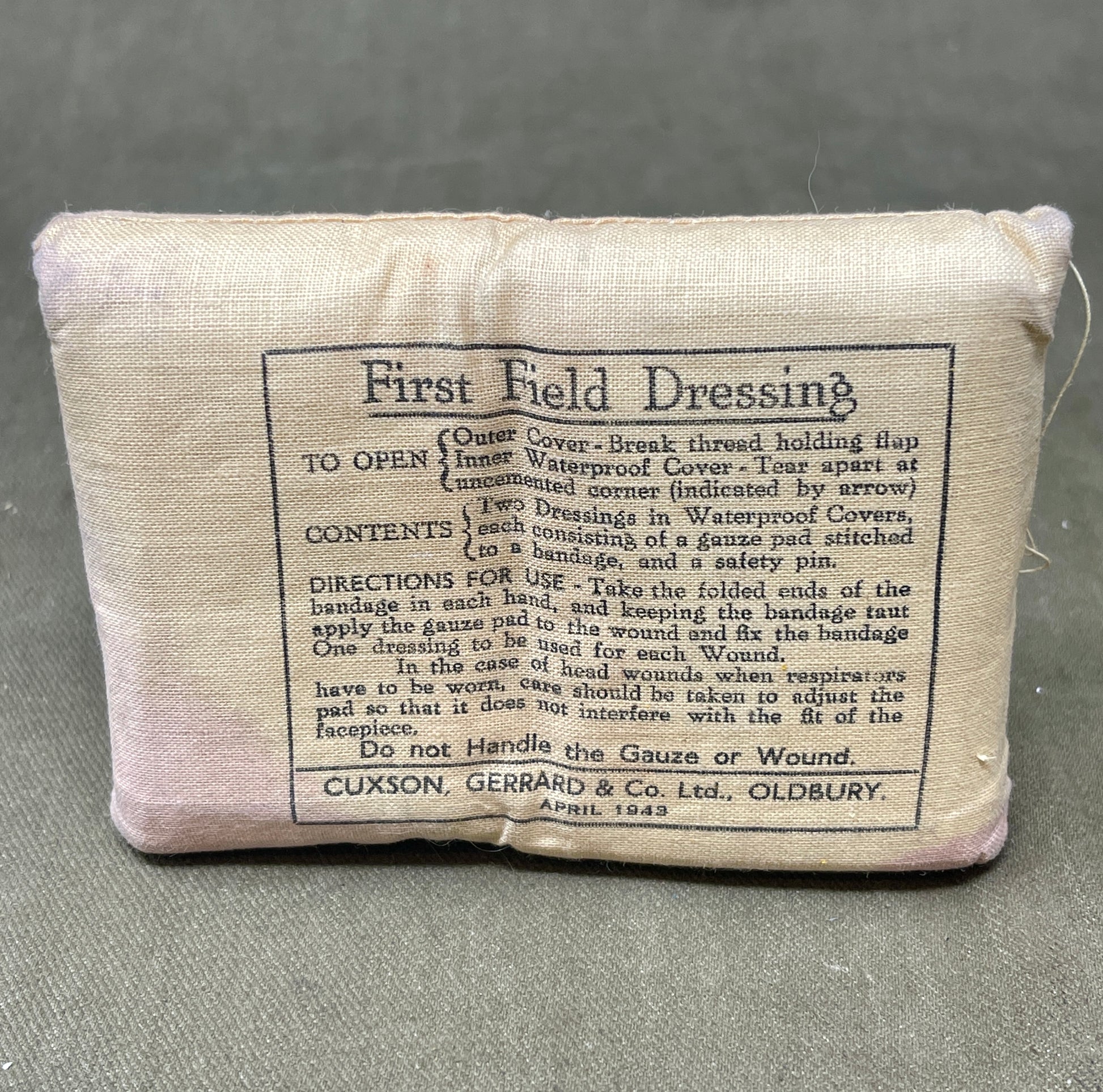 British Army issue  Shell Dressing dated 1939