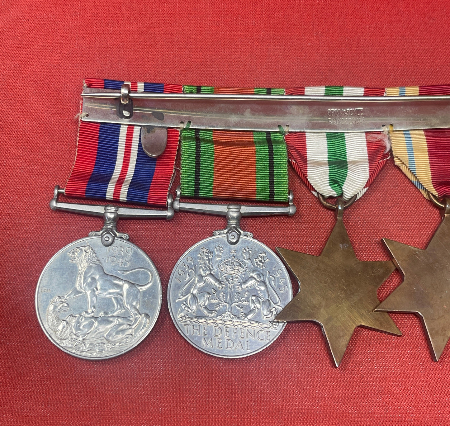 A WWII Medal Group Defence Medal, War Medal, Italy, Africa and 1939-45 Star 