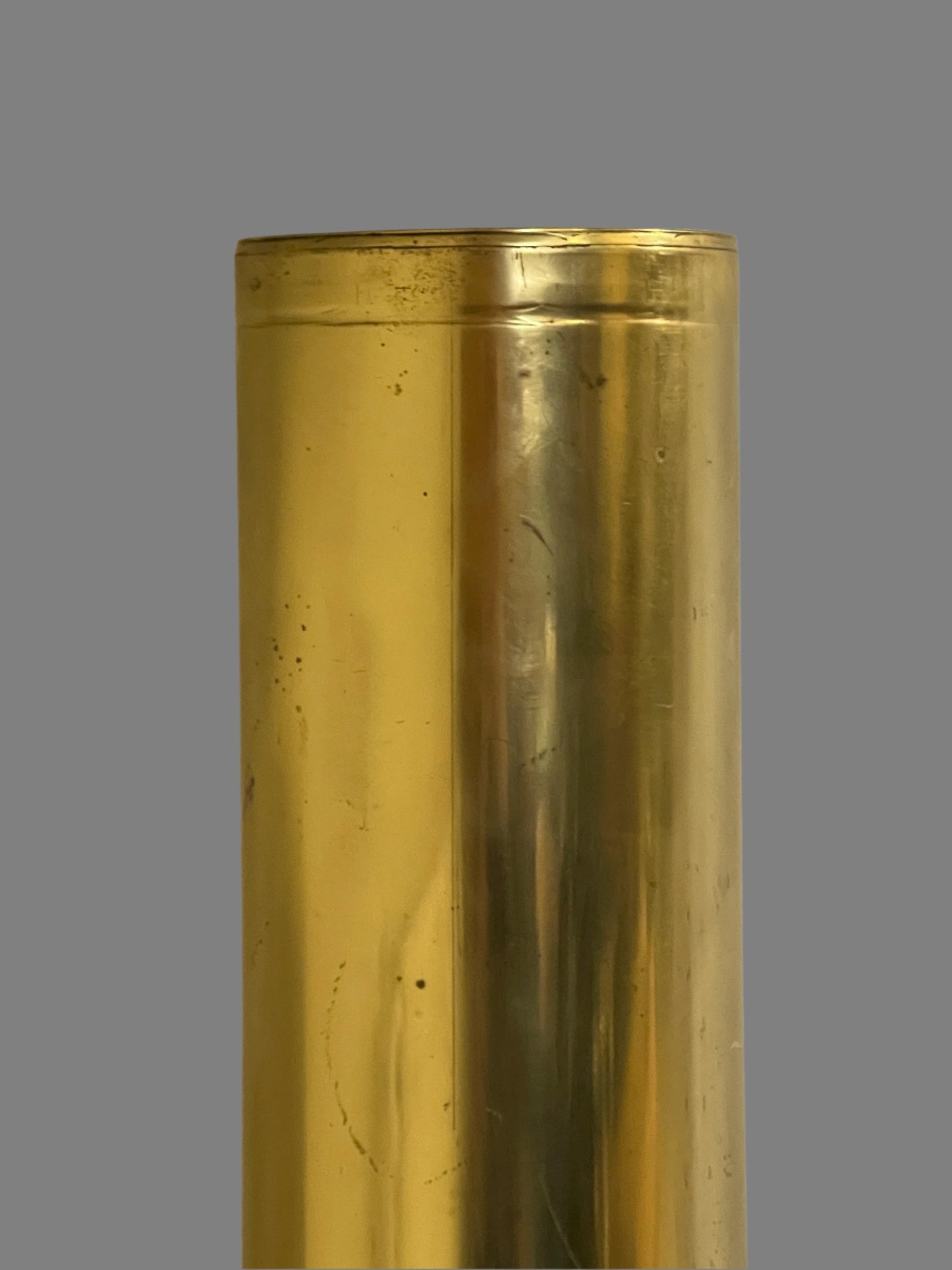 "British 120mm Wombat Brass Cartridge Case - Rare Military Collectible for Sale"