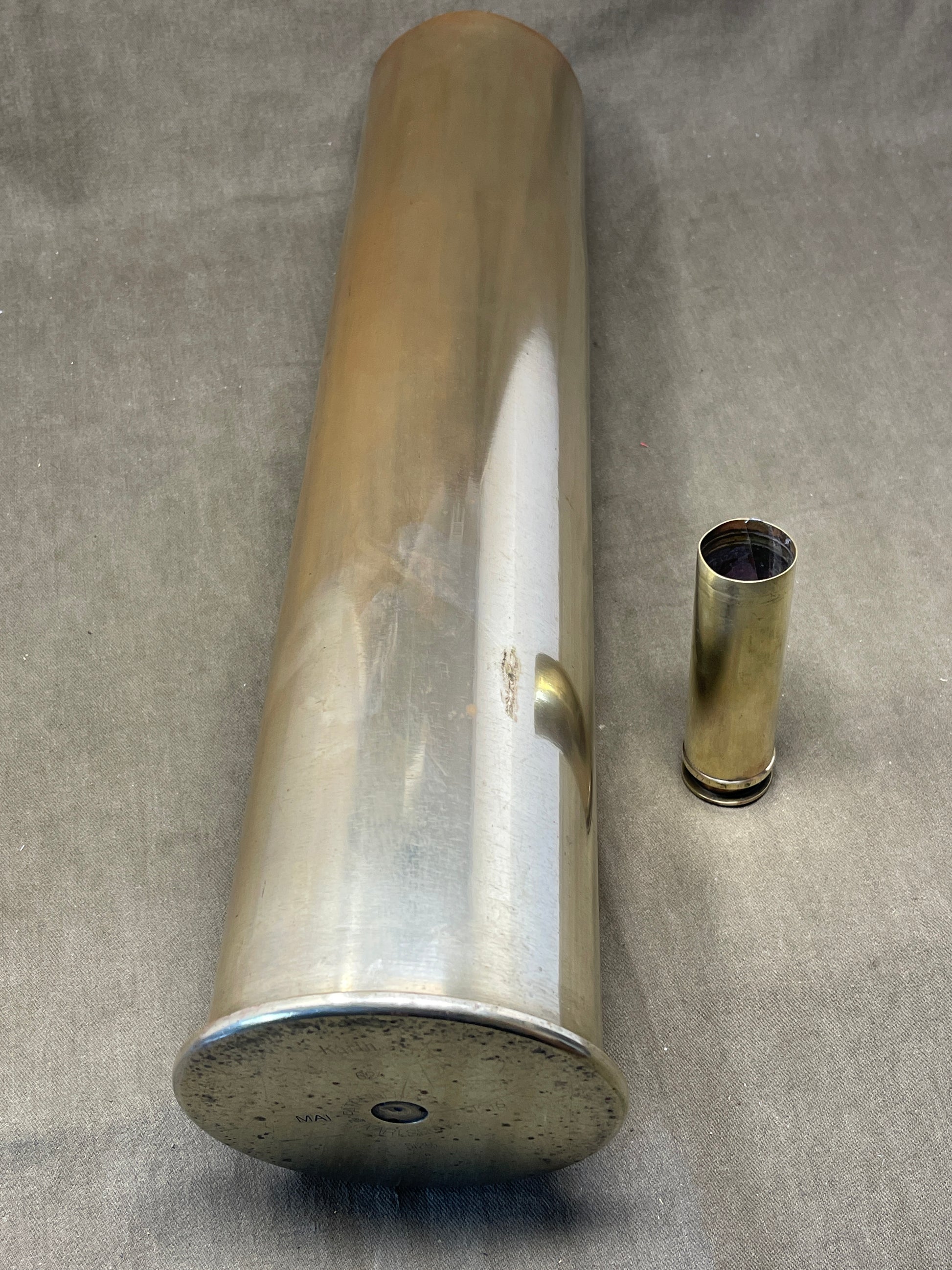 German WW1 Brass 10.5 cm Cartridge Case Dated 1918