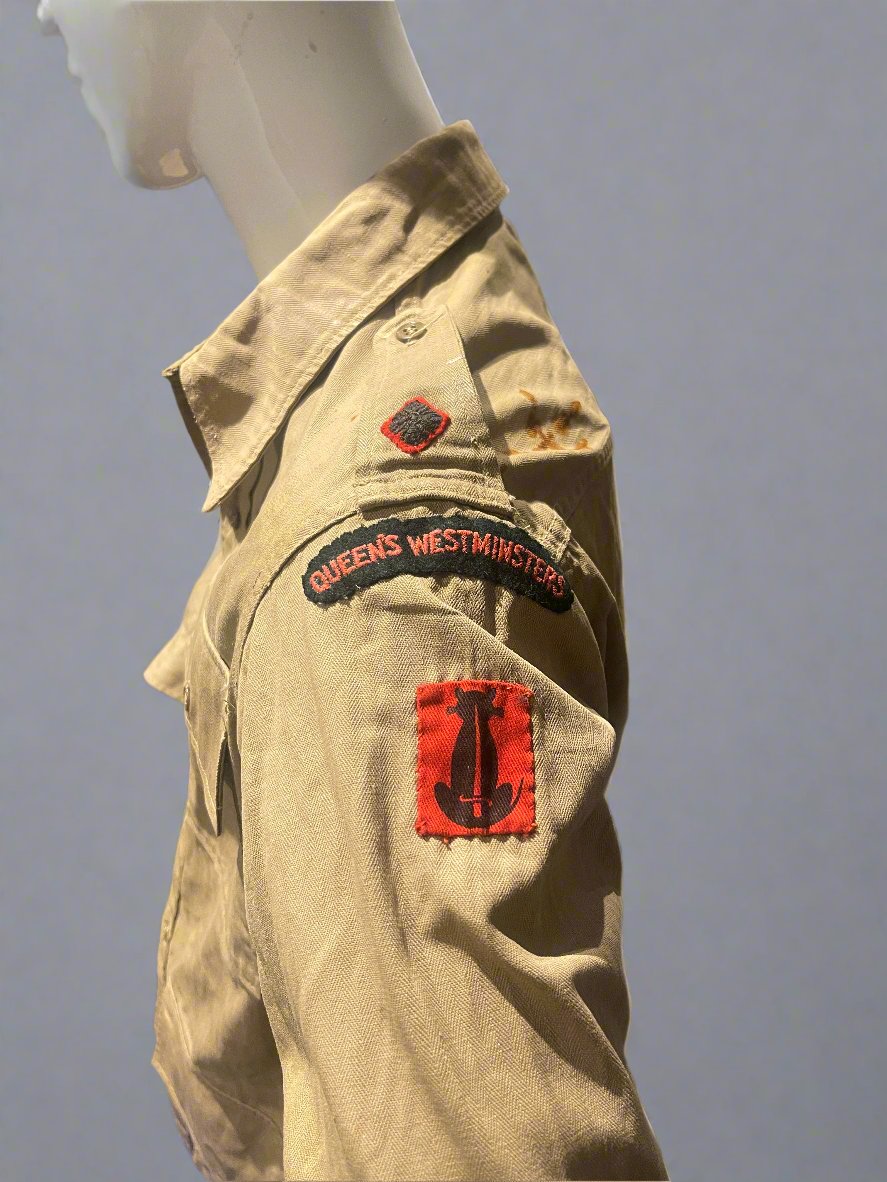 WW2 British officers' khaki bush shirt, in a large size