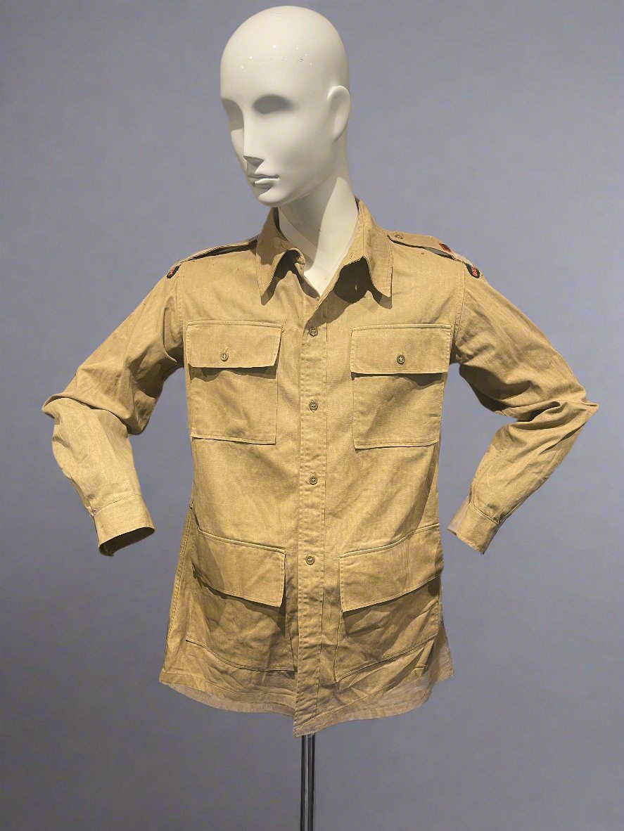 WW2 British officers' khaki bush shirt, in a large size