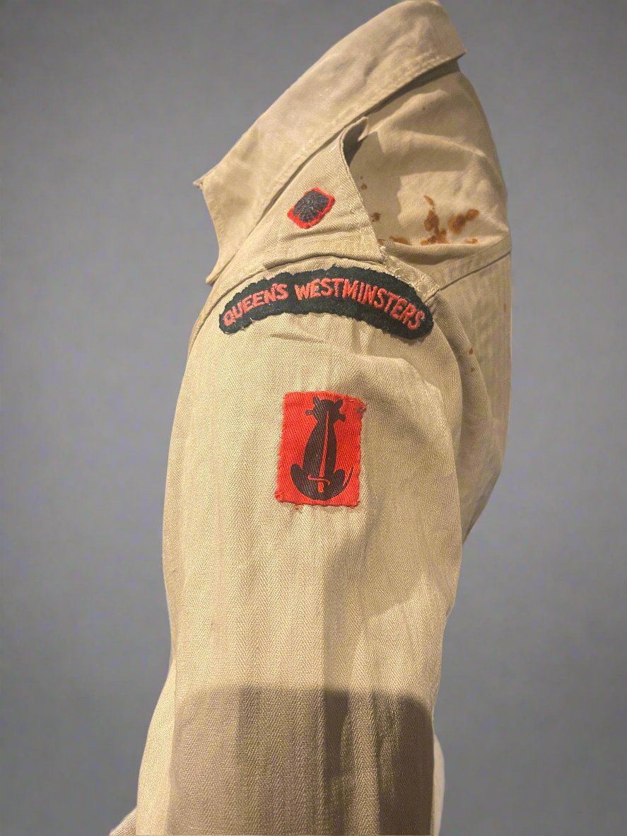 WW2 British officers' khaki bush shirt, in a large size