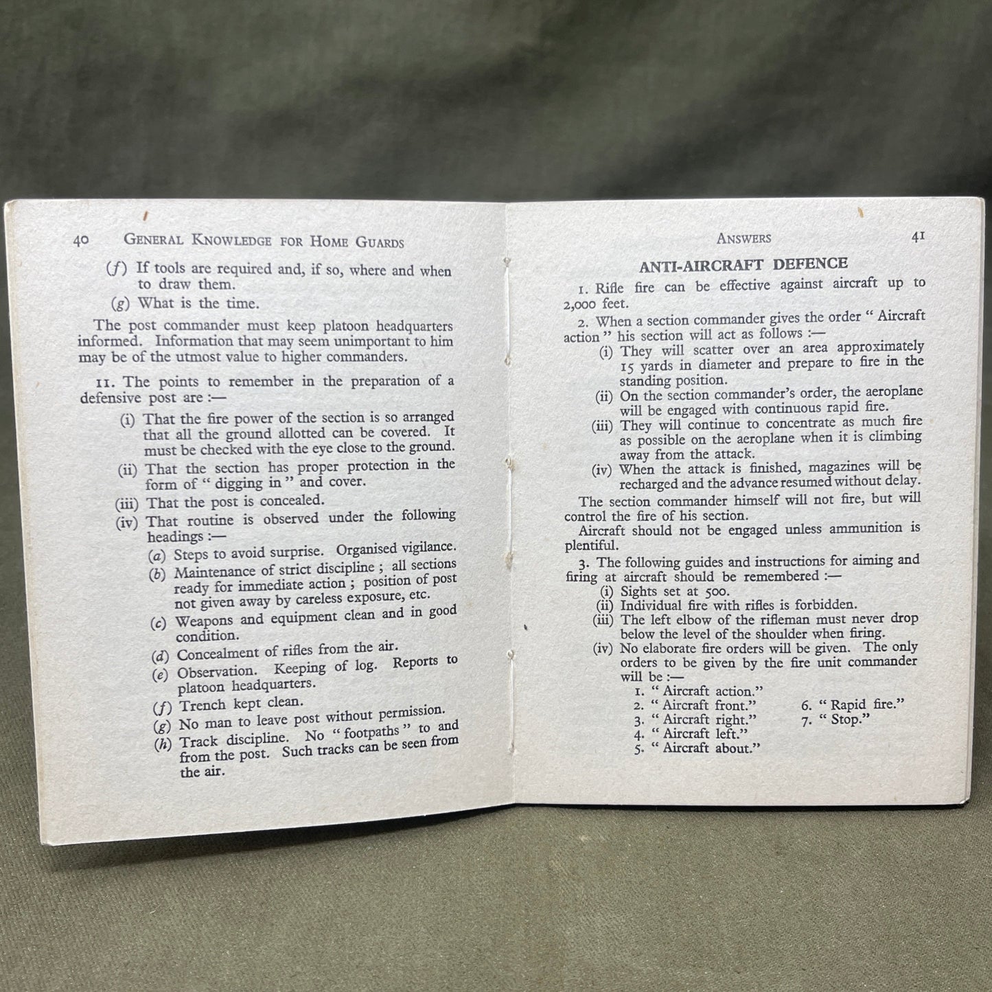 Original General Knowledge For Home Guards 1941