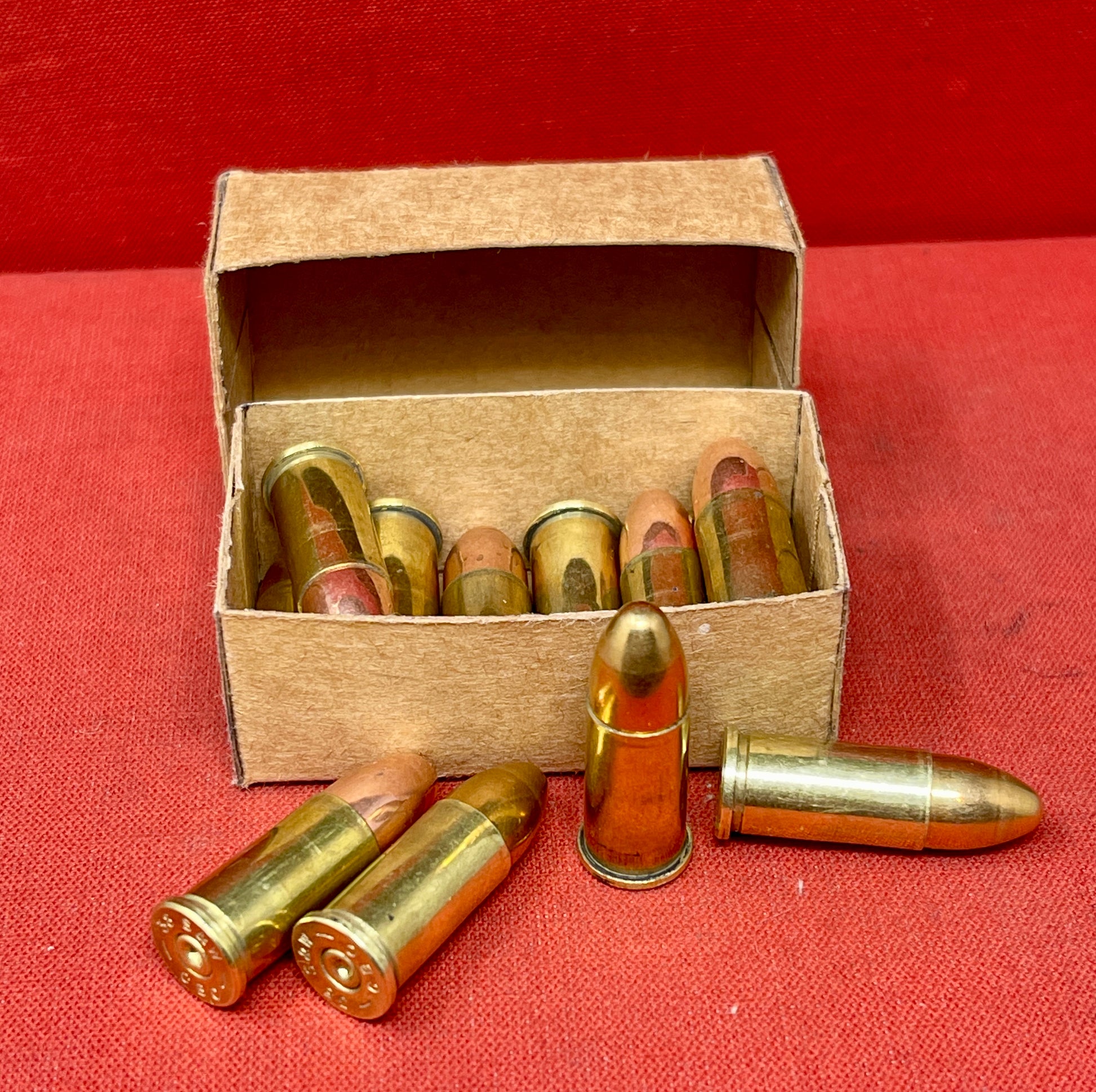 12 x .380 INERT British Webley Revolver Brass Cartridges Boxed