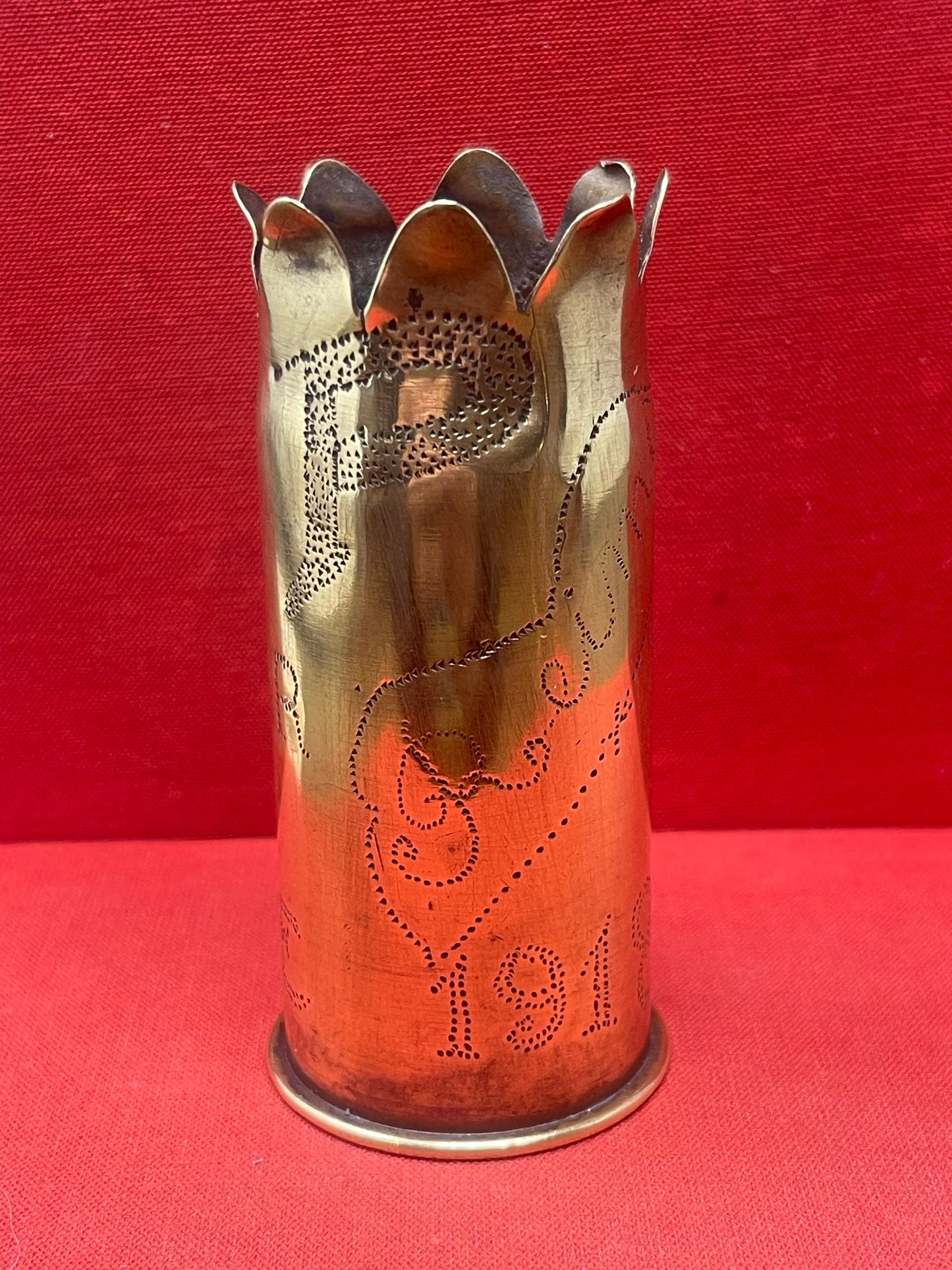  WW1 French 37mm Brass Trench Art Flower Vase