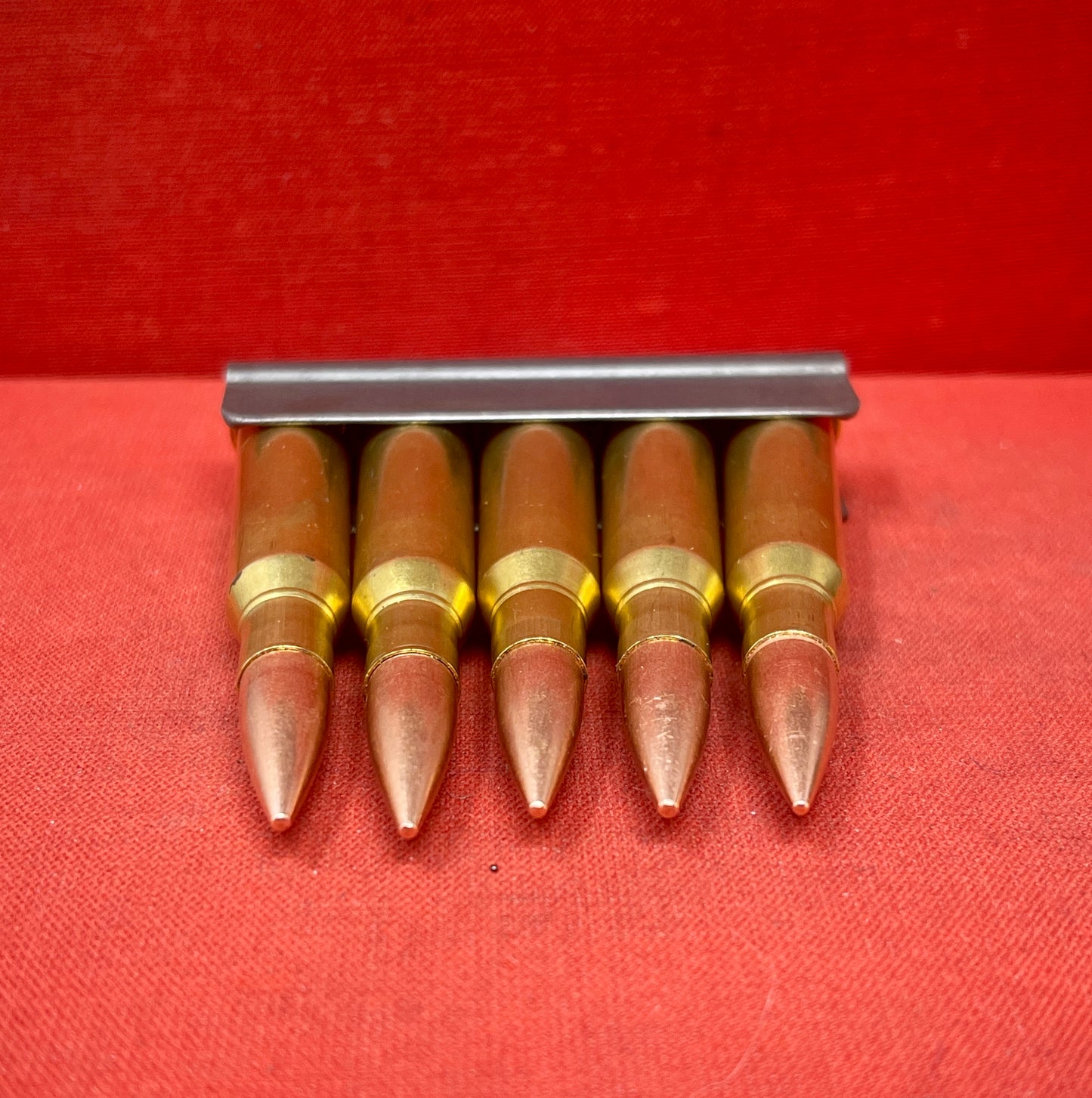 "5x Original 7.62x54mm Russian Inert Cartridges with Stripper Clip – For Sale"






