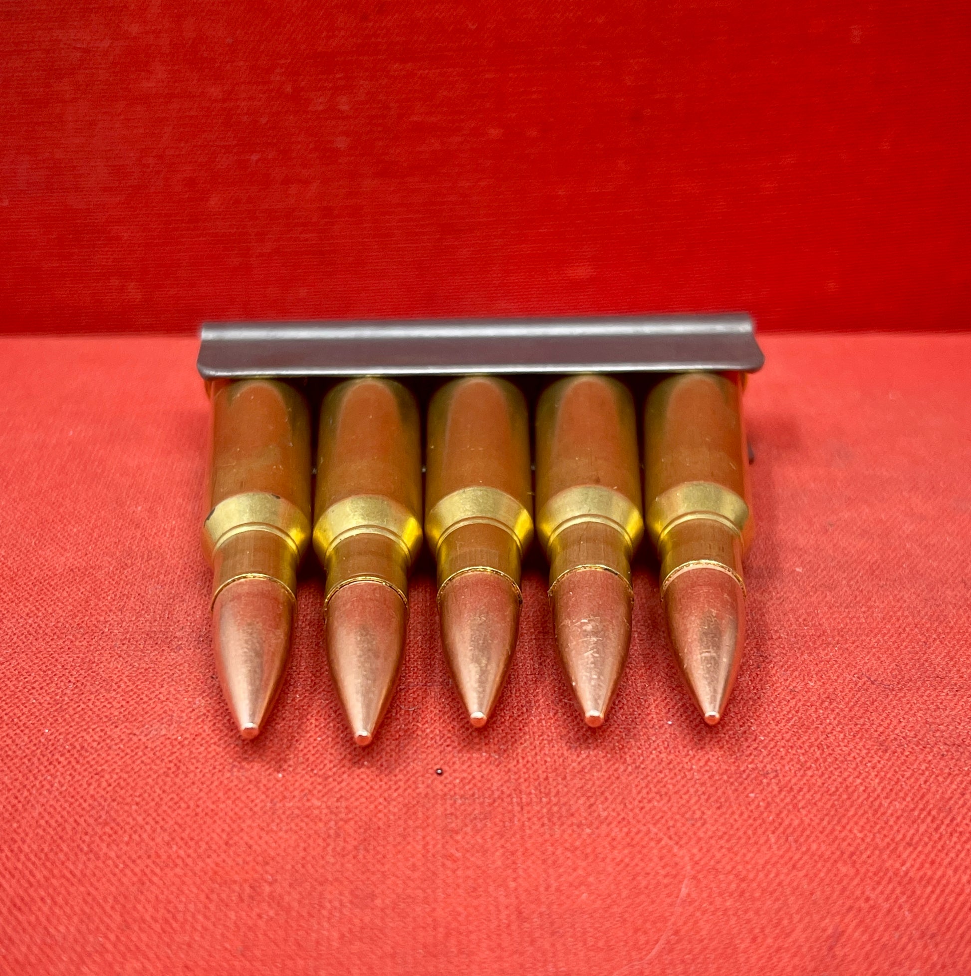 "5x Original 7.62x54mm Russian Inert Cartridges with Stripper Clip – For Sale"






