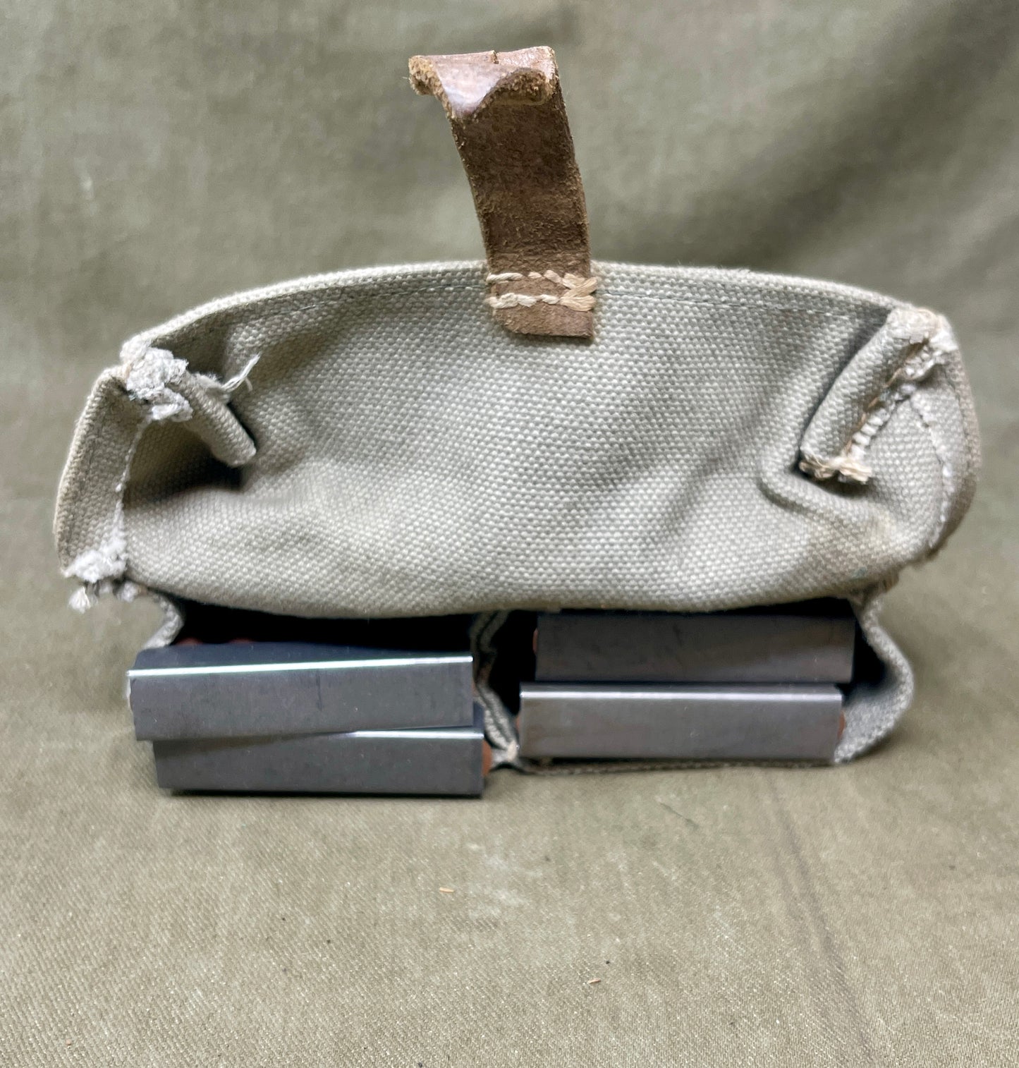 Russian Mosin Nagant Single Pouch double Pocket & 4 x Clips 7.62x54 INERT Rounds (Copy)