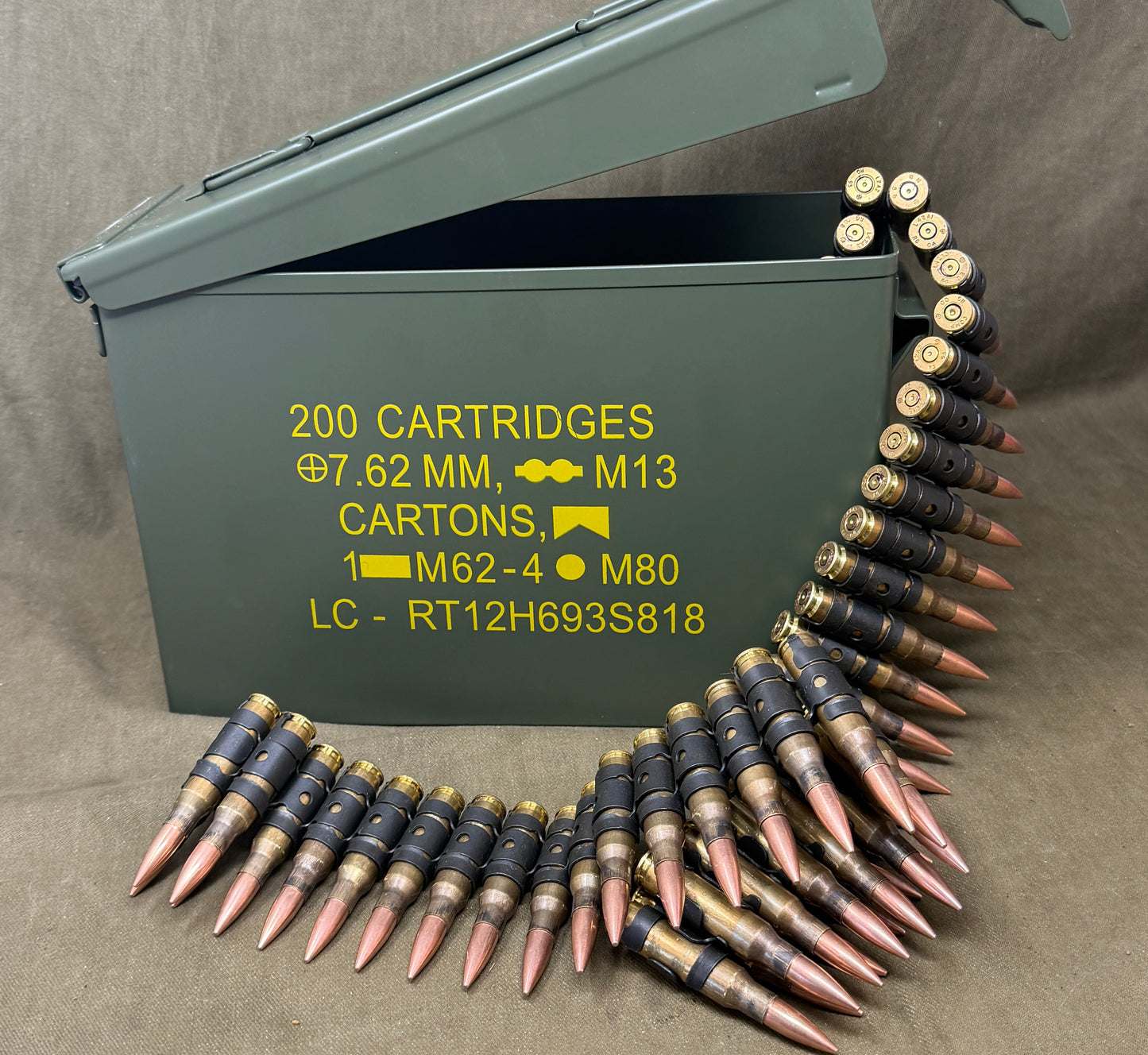 British Custom 7.62 x 51 GPMG Brass Cartridge Belts