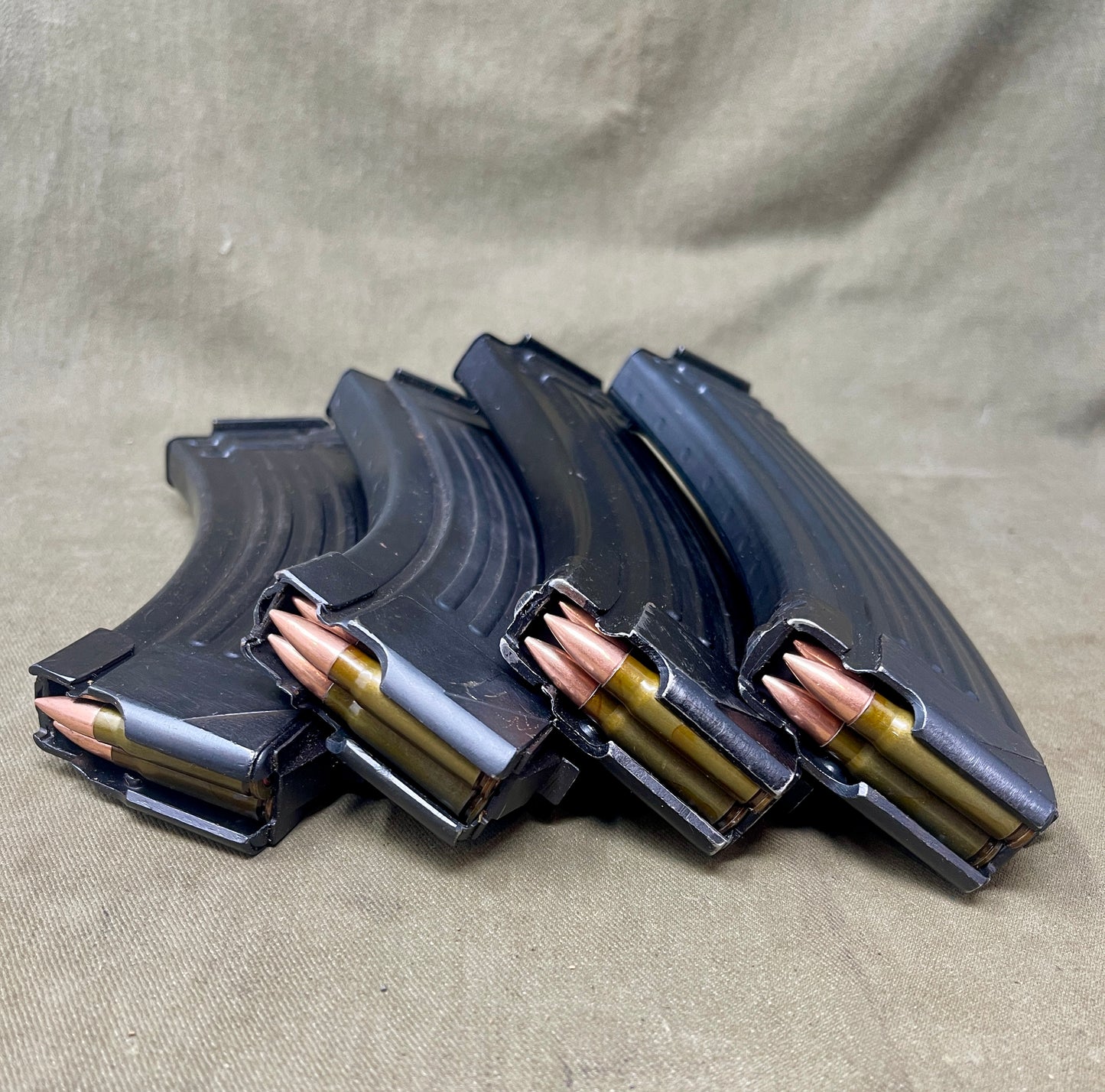 AK47 Quad magazine pouch with 4 x Magazines & 3 x INERT 7.62x39 Rounds