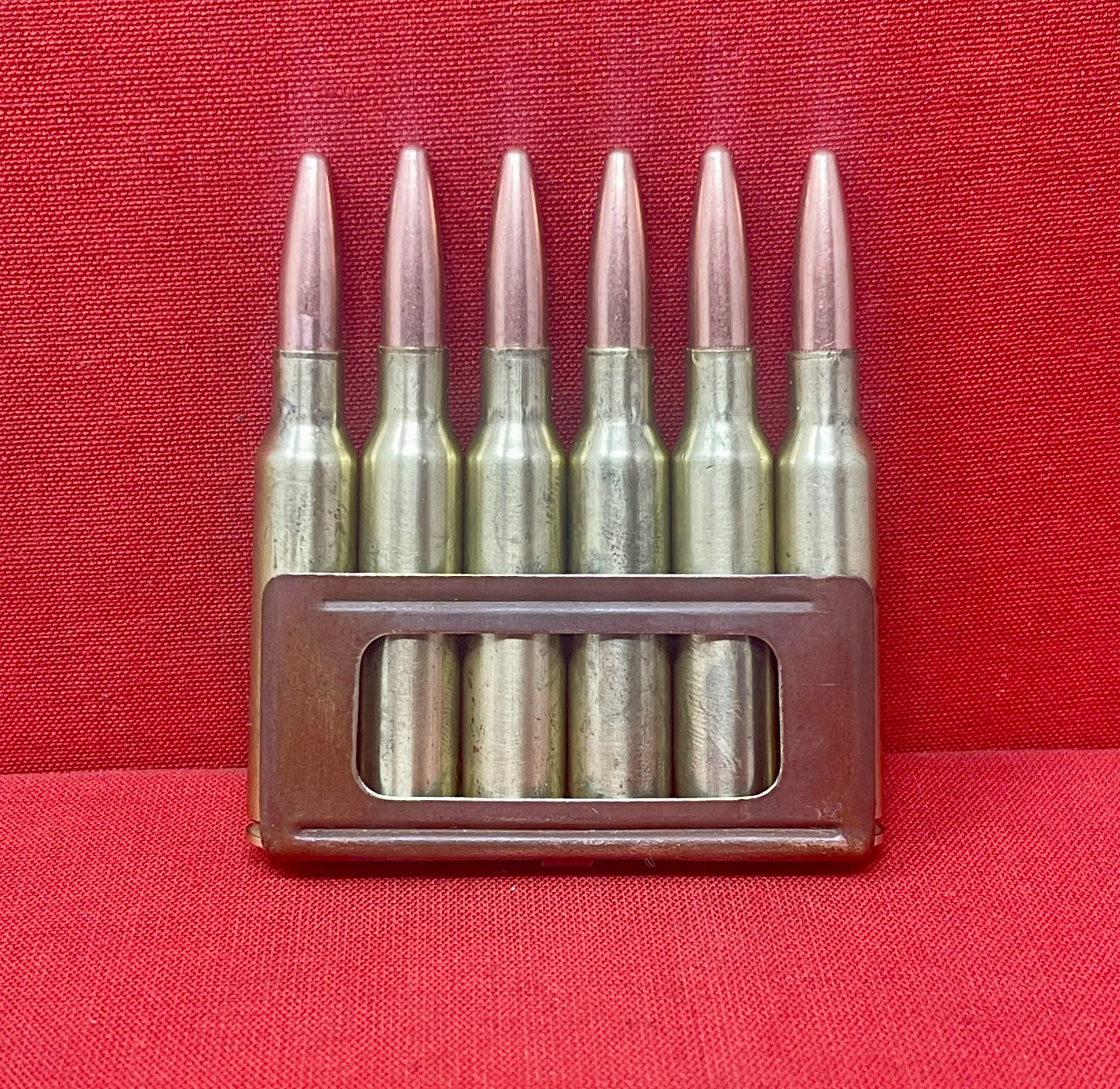 Original WWII 6 x 6.5mm Carcano Rounds in Clip (Inert)