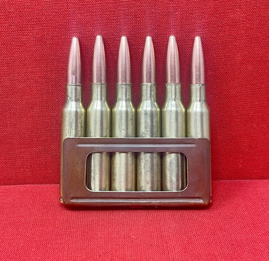 Original WWII 6 x 6.5mm Carcano Rounds in Clip (Inert)