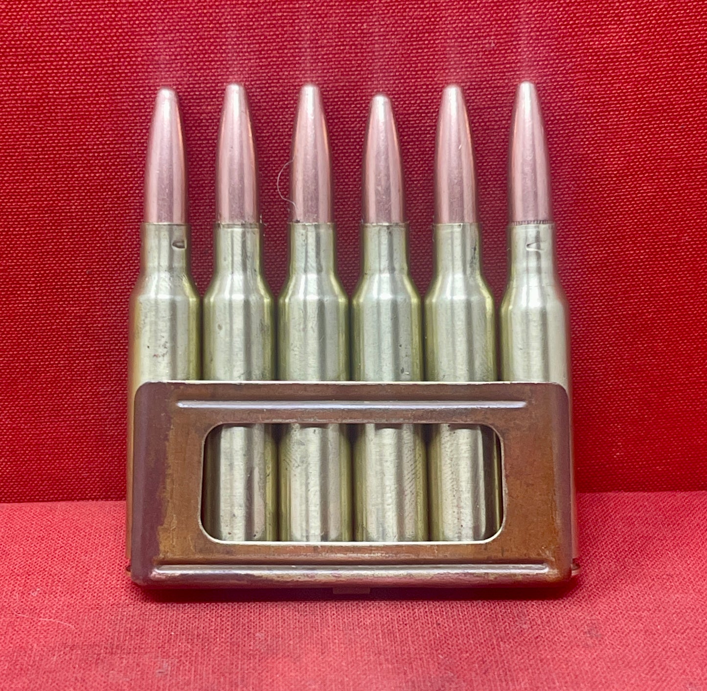 Original WWII 6 x 6.5mm Carcano Rounds in Clip (Inert)