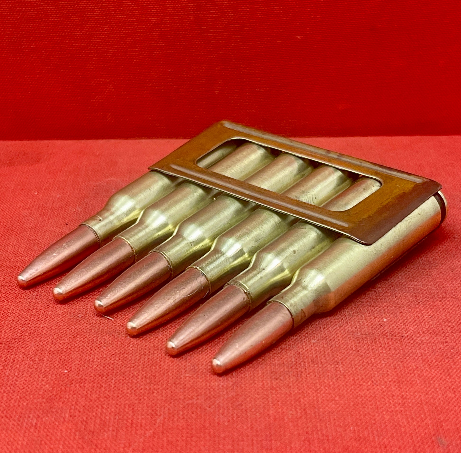 Original WWII 6 x 6.5mm Carcano Rounds in Clip (Inert)