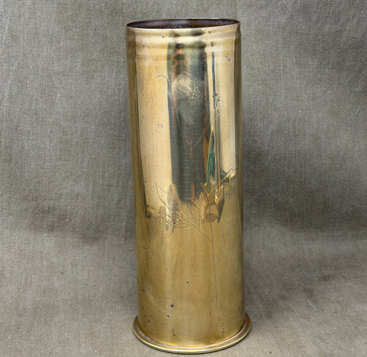 Original Imperial German WW1 Brass Artillery Shell Case Dated Dec 1917 – HL Marked