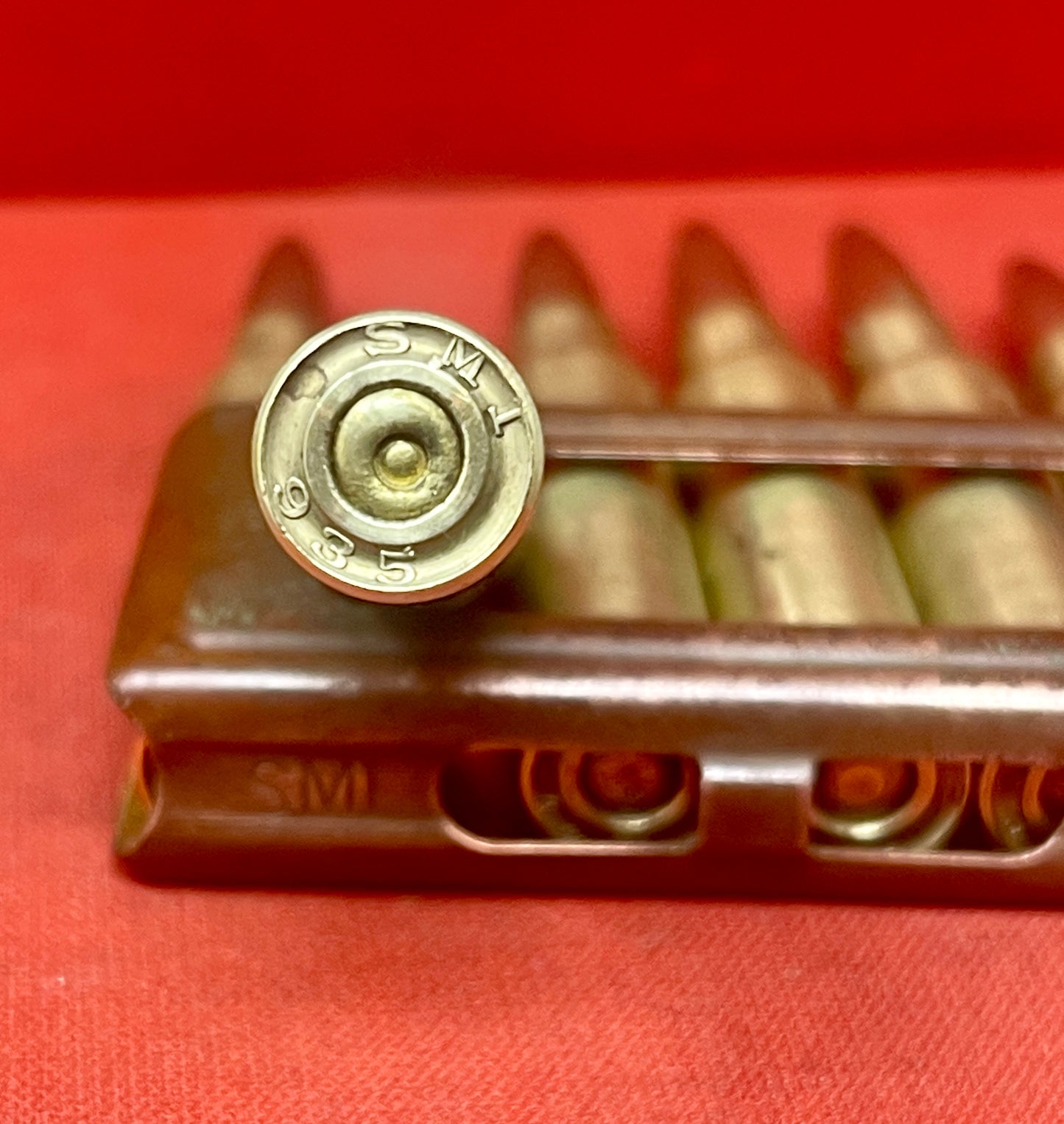 Original WWII 6 x 6.5mm Carcano Rounds in Clip (Inert)