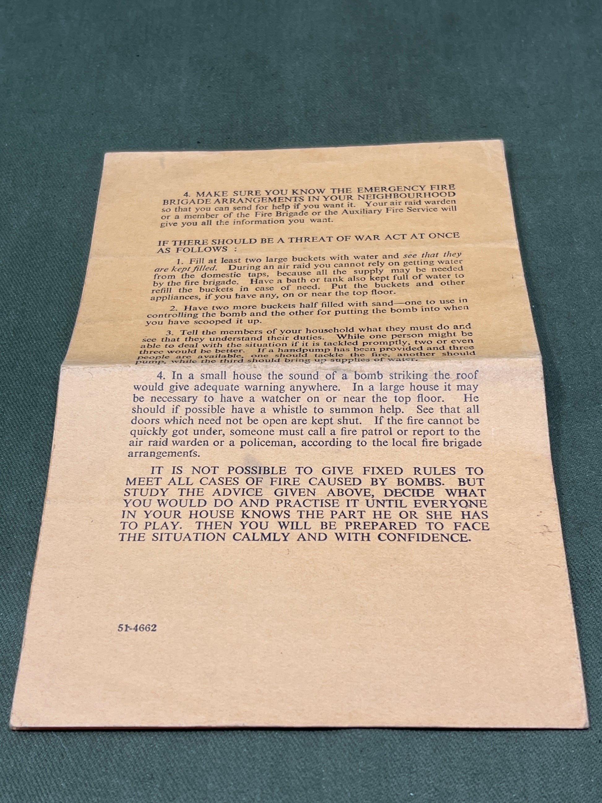 WW2 Public Information Leaflet Fire Precautions In Wartime 