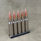 5 × Inert Chrome .308 / 7.62 NATO Cartridges on Stripper Clip – Display Set