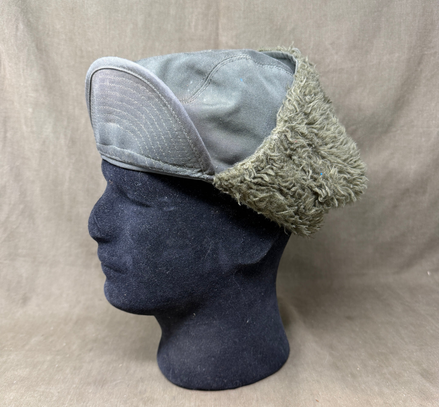 French Army Winter Fur-Lined Cap by Biederman Uniforms – Size 59 – Circa 1950